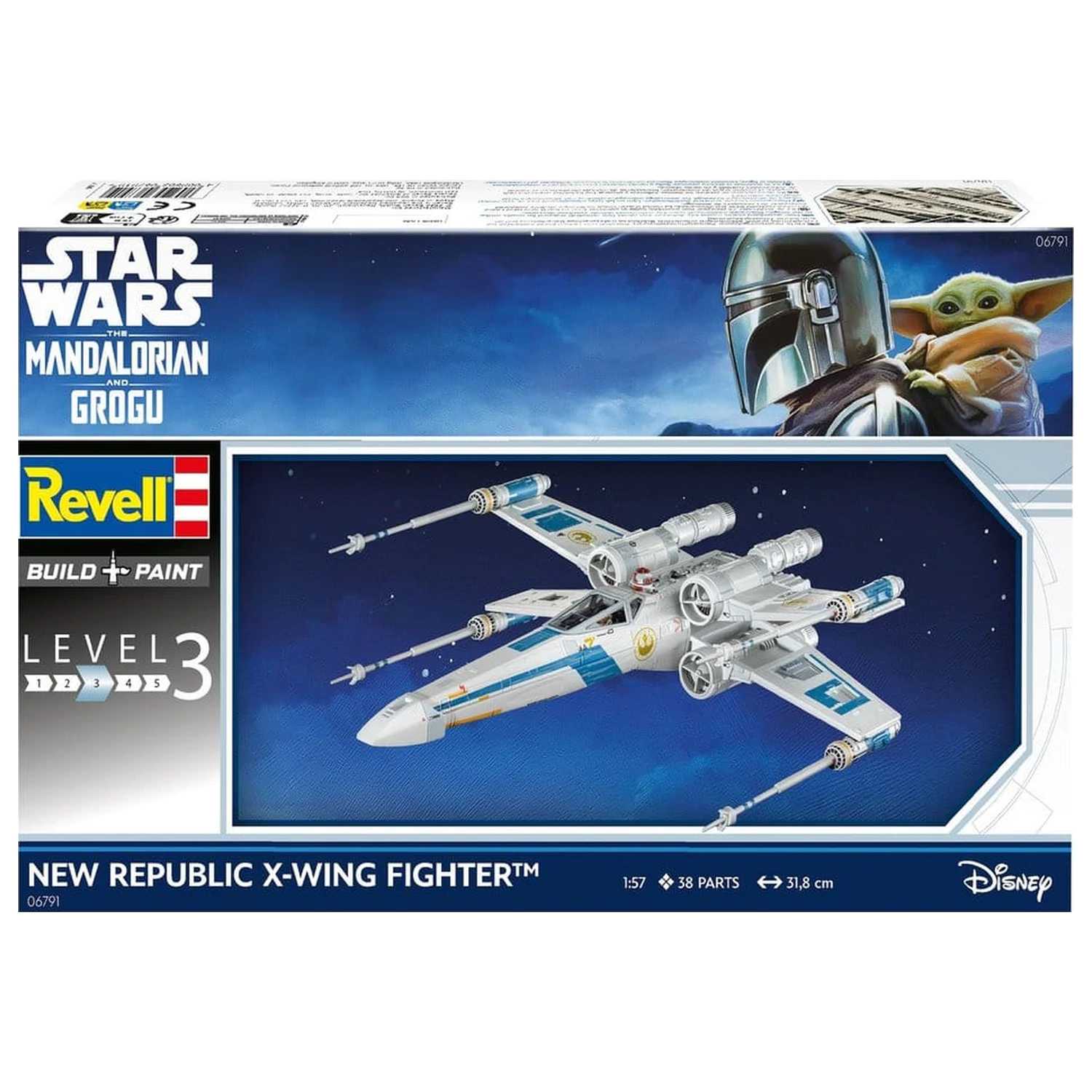 Star Wars The Mandalorian and Grogu Revell 1/57 New Republic X-Wing Fighter modell készlet 22 cm termékfotó