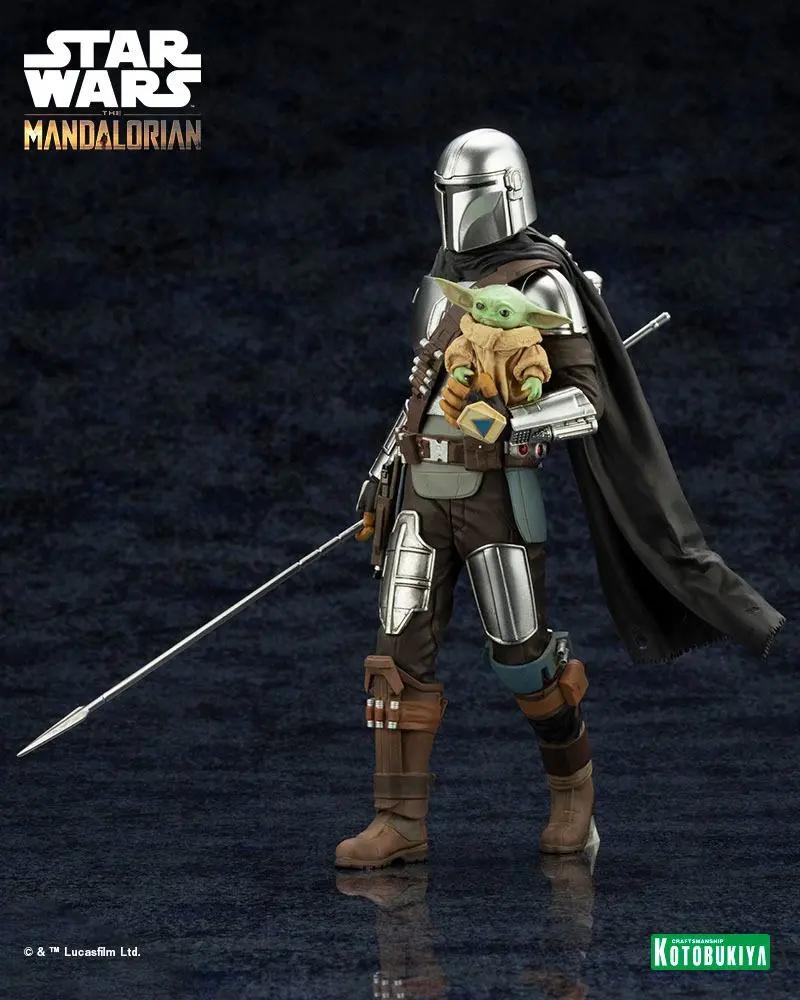 Star Wars The Mandalorian ARTFX 1/10 Mandalorian &amp; Grogu with Beskar Staff szobor figura 18 cm termékfotó