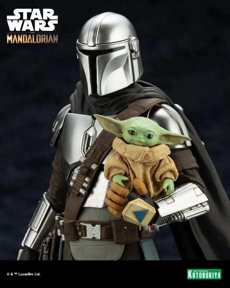 Star Wars The Mandalorian ARTFX 1/10 Mandalorian &amp; Grogu with Beskar Staff szobor figura 18 cm termékfotó