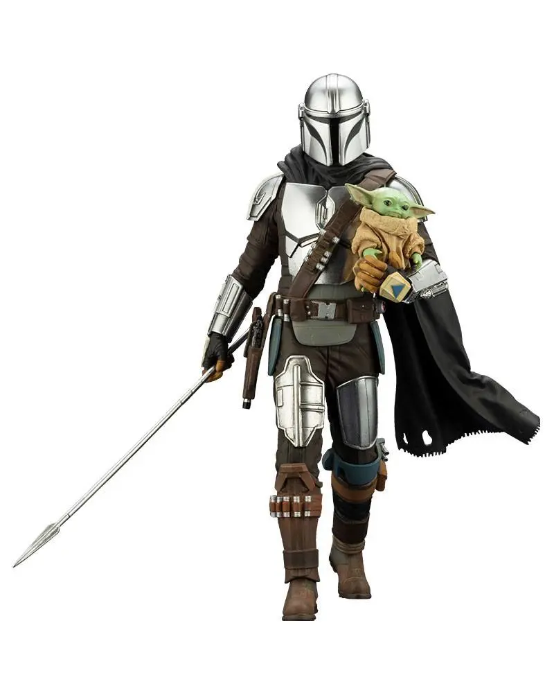 Star Wars The Mandalorian ARTFX 1/10 Mandalorian &amp; Grogu with Beskar Staff szobor figura 18 cm termékfotó