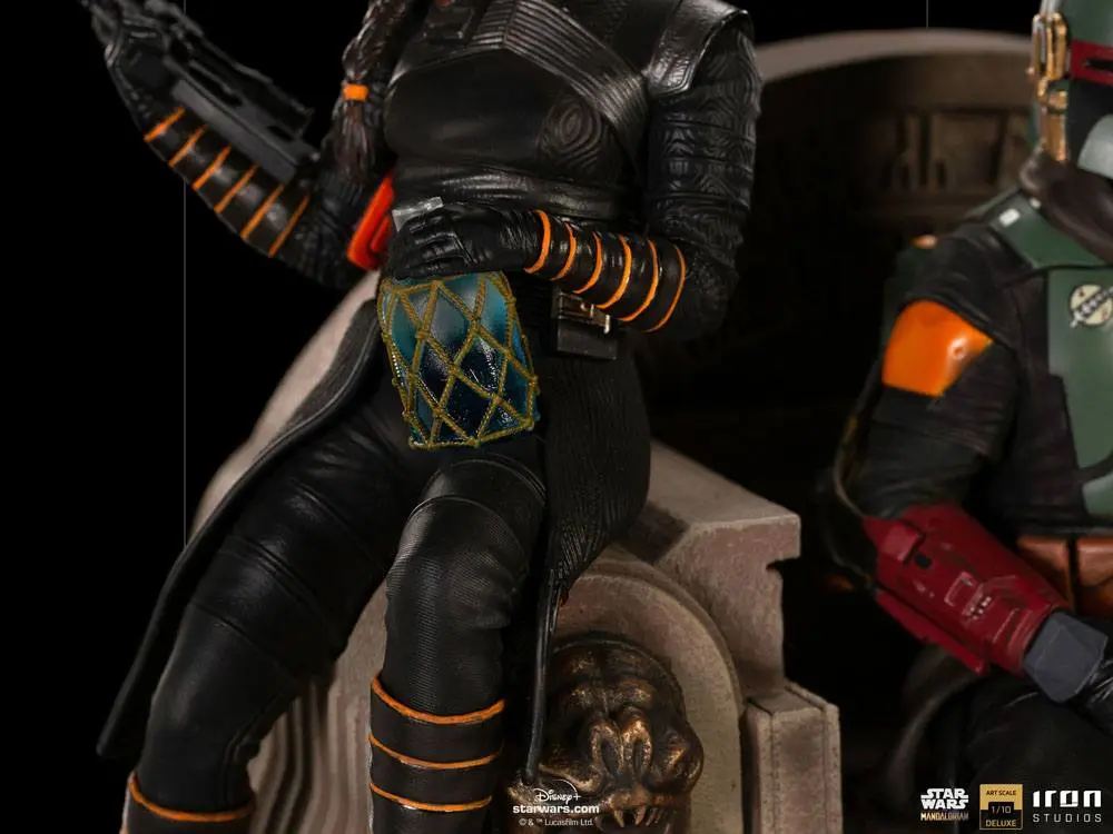 Star Wars The Mandalorian Deluxe Art Scale 1/10 Boba Fett & Fennec on Throne szobor figura 23 cm termékfotó