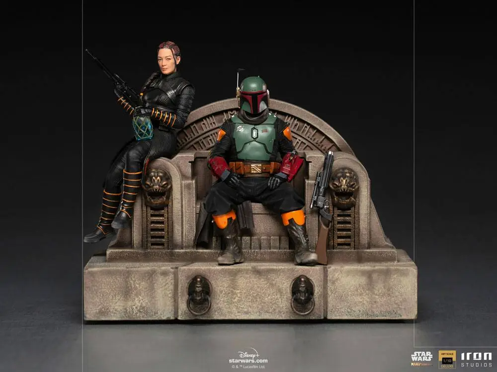 Star Wars The Mandalorian Deluxe Art Scale 1/10 Boba Fett & Fennec on Throne szobor figura 23 cm termékfotó