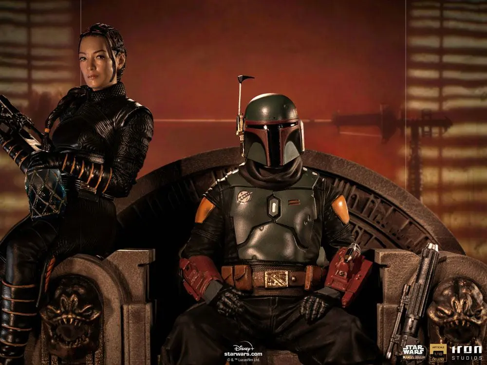 Star Wars The Mandalorian Deluxe Art Scale 1/10 Boba Fett & Fennec on Throne szobor figura 23 cm termékfotó