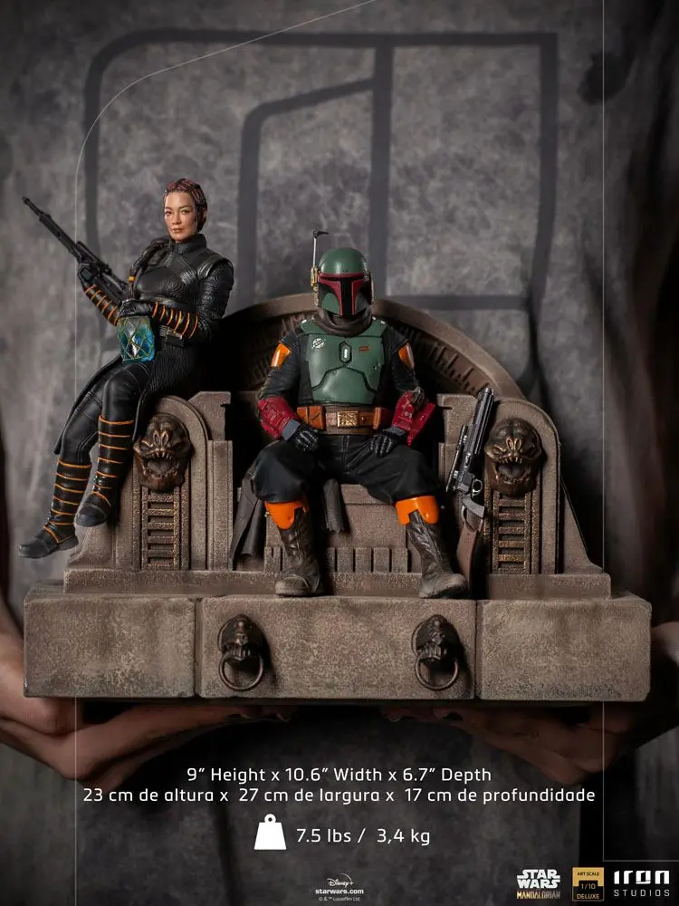 Star Wars The Mandalorian Deluxe Art Scale 1/10 Boba Fett & Fennec on Throne szobor figura 23 cm termékfotó