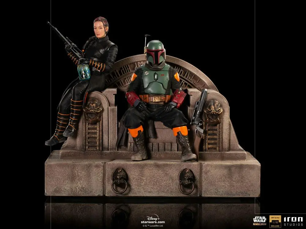 Star Wars The Mandalorian Deluxe Art Scale 1/10 Boba Fett & Fennec on Throne szobor figura 23 cm termékfotó