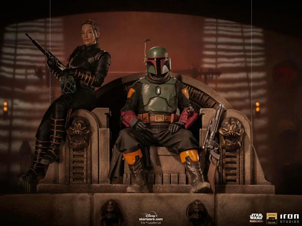 Star Wars The Mandalorian Deluxe Art Scale 1/10 Boba Fett & Fennec on Throne szobor figura 23 cm termékfotó