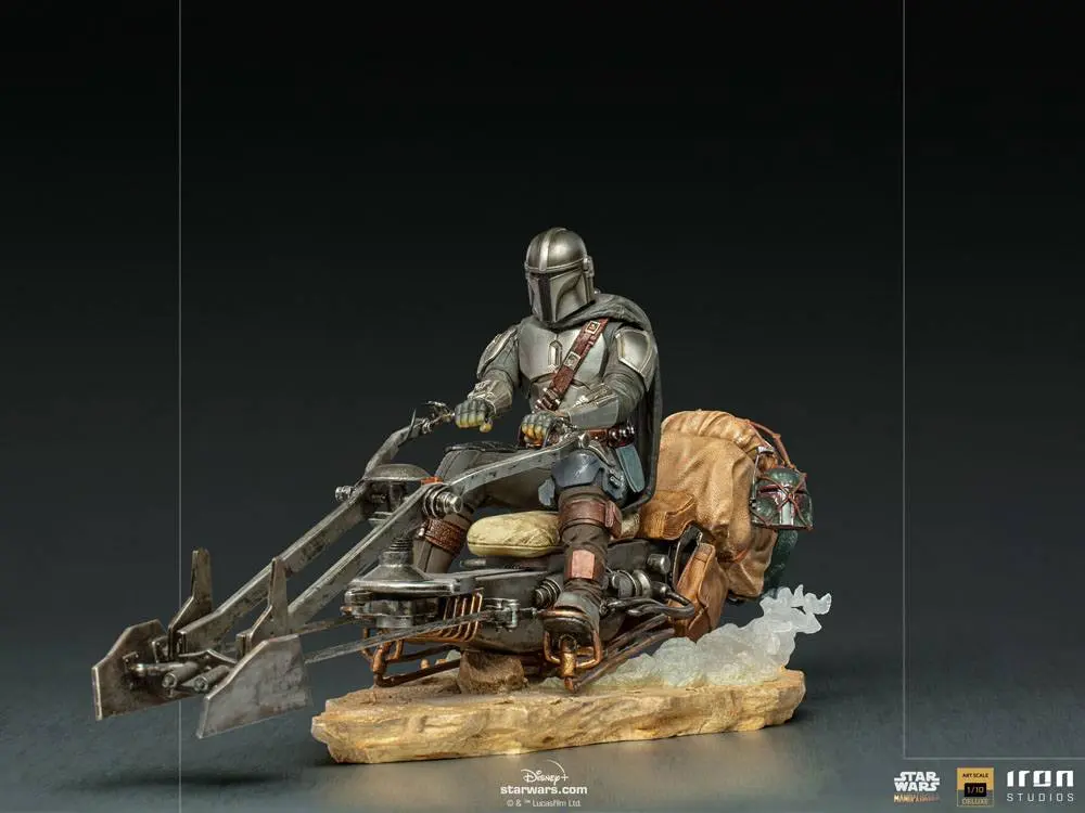 Star Wars The Mandalorian Deluxe Art Scale 1/10 Mandalorian on Speederbike szobor figura 18 cm termékfotó
