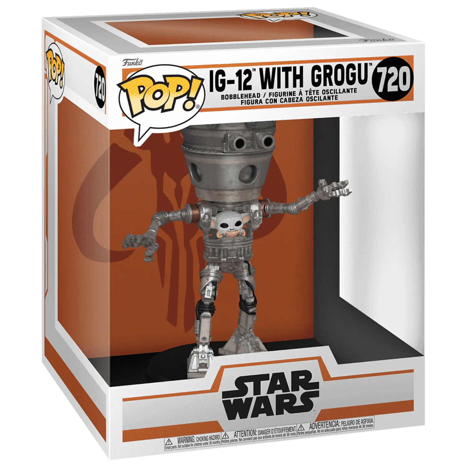Star Wars: The Mandalorian Funko POP! Deluxe Vinyl Bobblehead figura IG-12 with Grogu 17 cm termékfotó