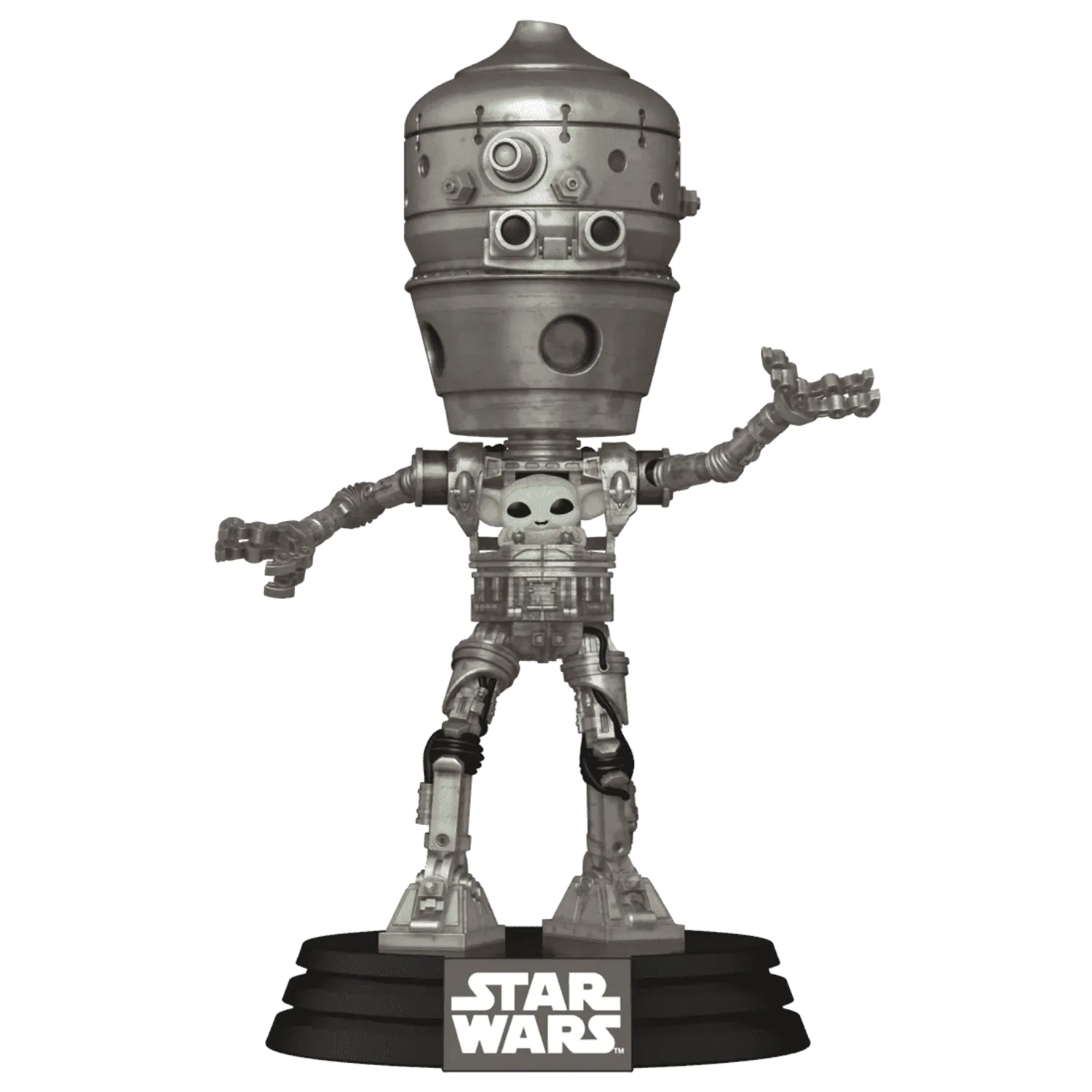 Star Wars: The Mandalorian Funko POP! Deluxe Vinyl Bobblehead figura IG-12 with Grogu 17 cm termékfotó