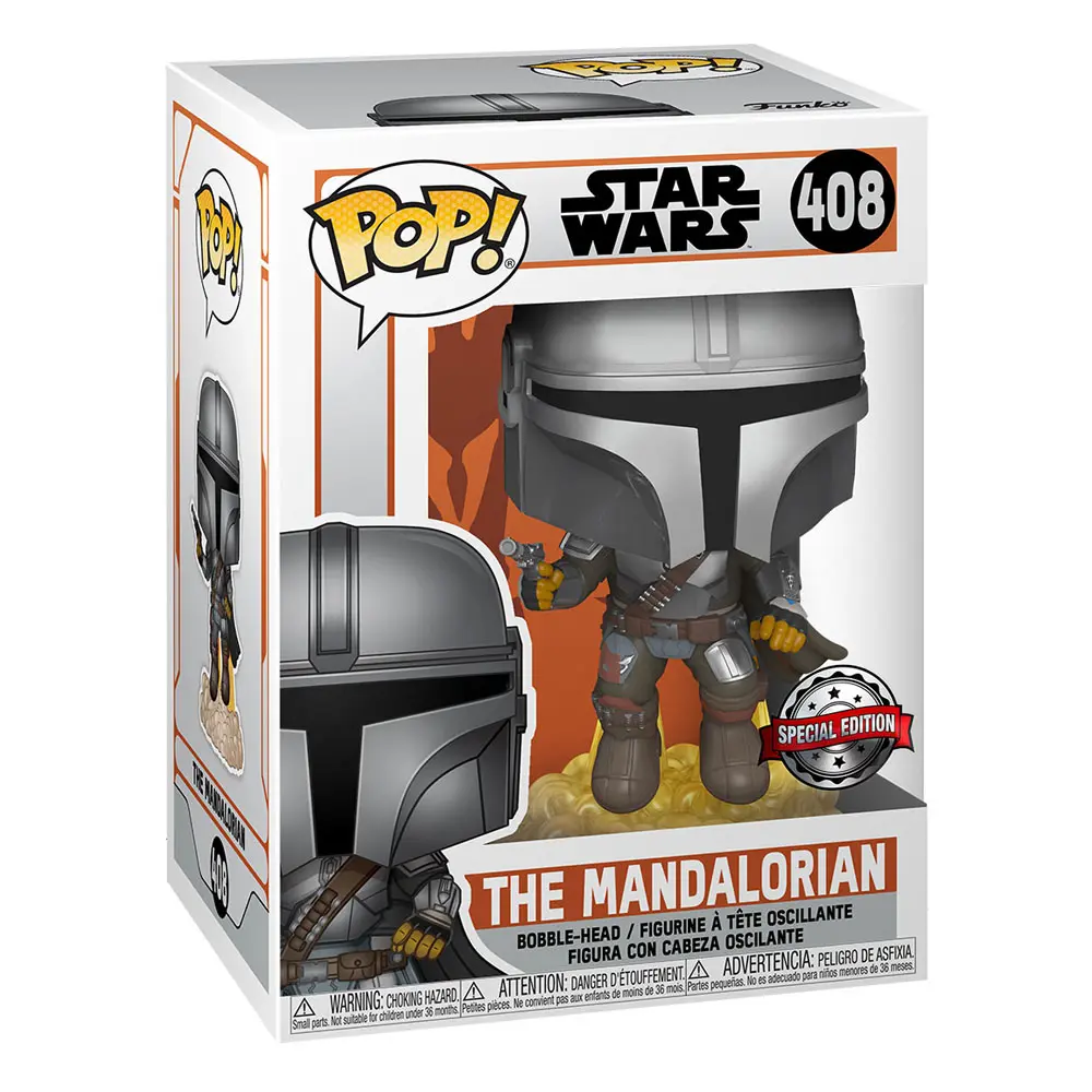 Star Wars The Mandalorian Funko POP! Vinyl figura Mandalorian - Mando Flying w/Blaster 9 cm termékfotó