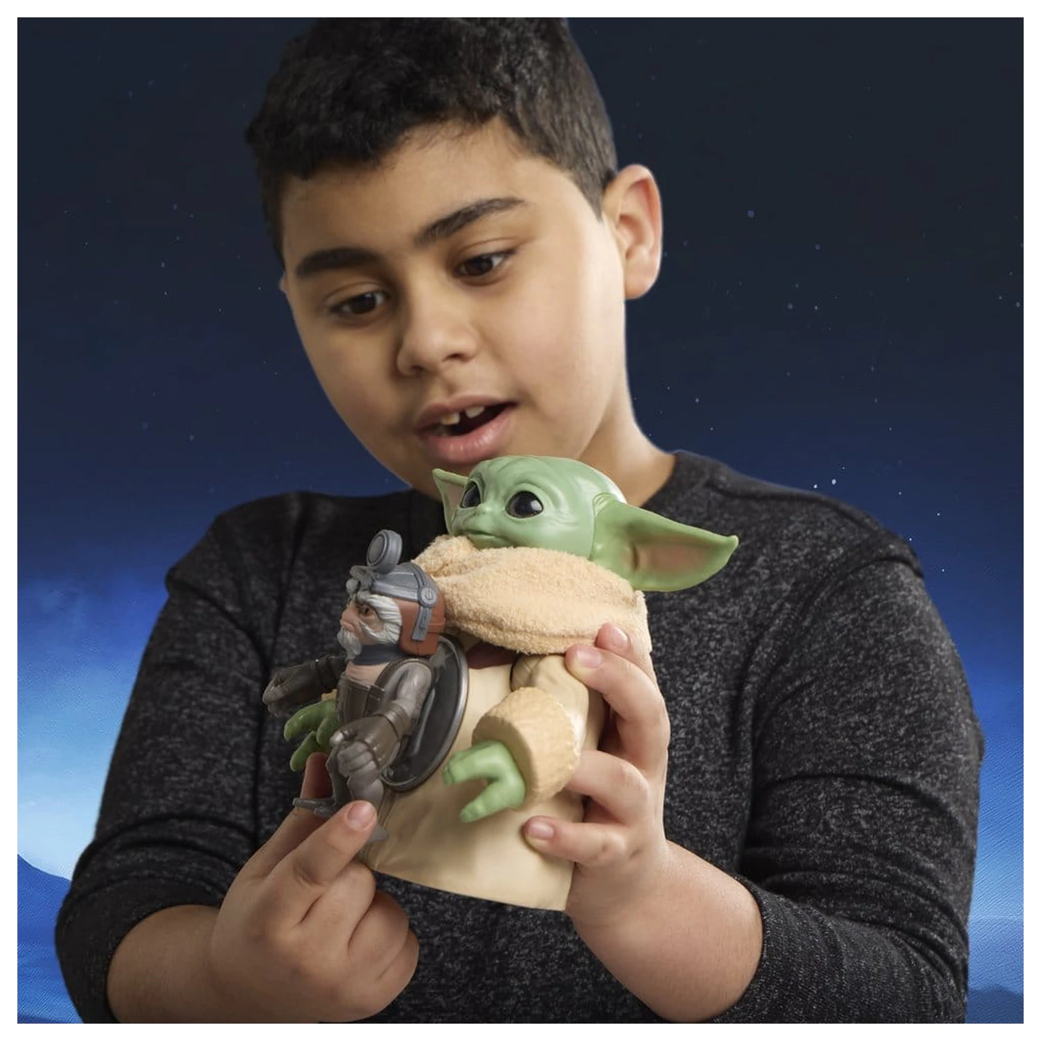 Star Wars: The Mandalorian & Grogu elektromos akciófigura Huggin' Grogu & Anzellan 17 cm termékfotó