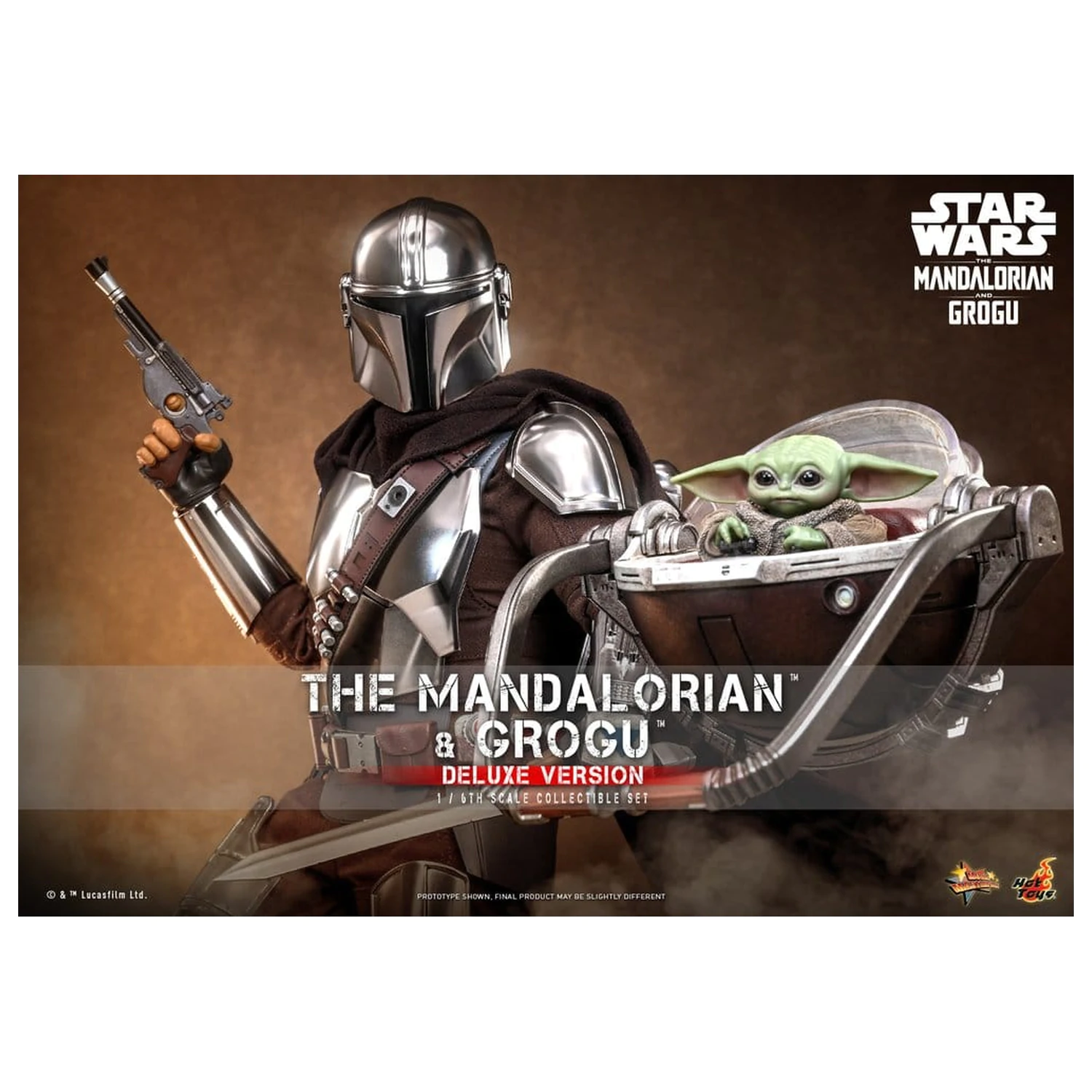 Star Wars: The Mandalorian & Grogu Movie Masterpiece 1/6 The Mandalorian and Grogu (Deluxe Version) akciófigura 31 cm termékfotó
