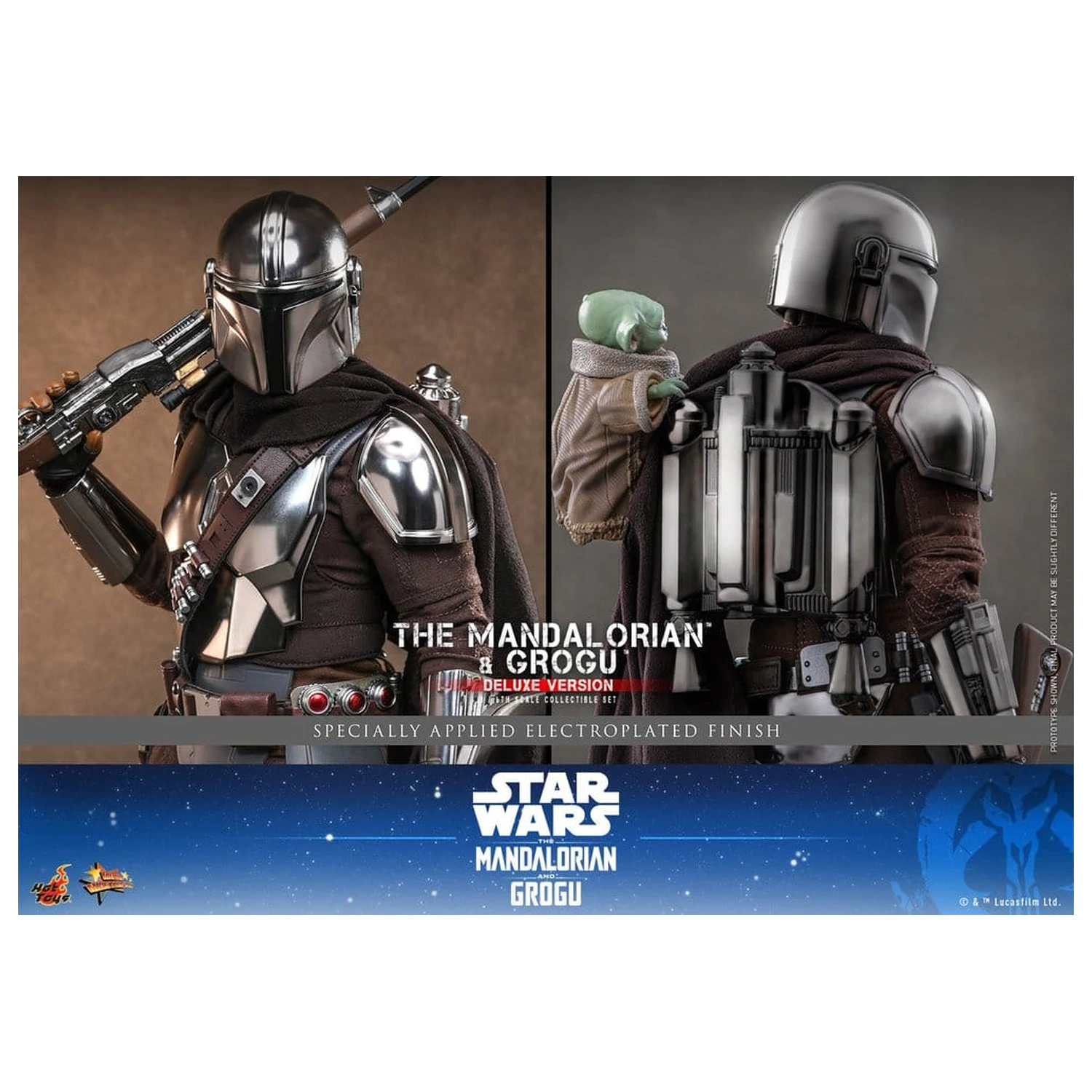 Star Wars: The Mandalorian & Grogu Movie Masterpiece 1/6 The Mandalorian and Grogu (Deluxe Version) akciófigura 31 cm termékfotó