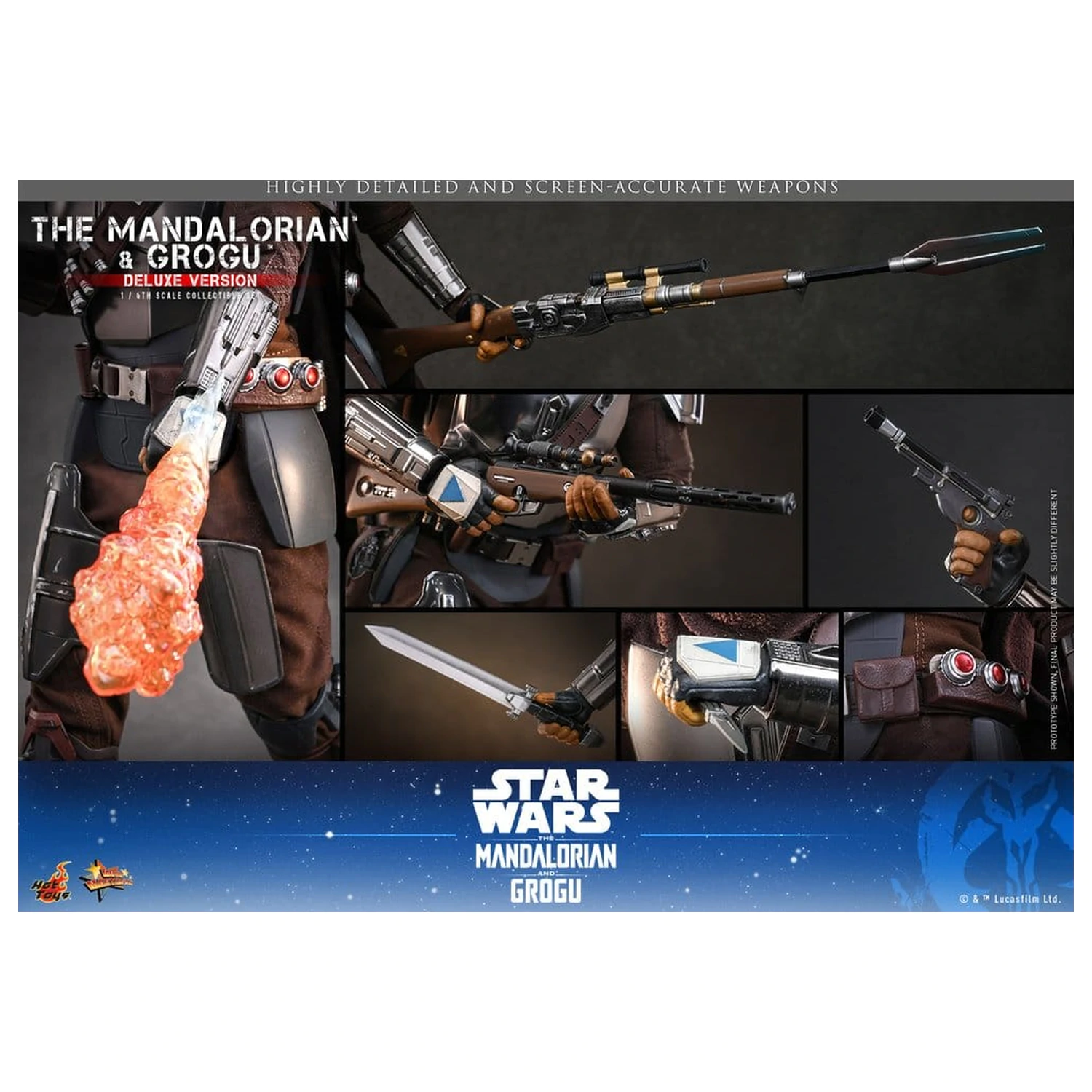 Star Wars: The Mandalorian & Grogu Movie Masterpiece 1/6 The Mandalorian and Grogu (Deluxe Version) akciófigura 31 cm termékfotó