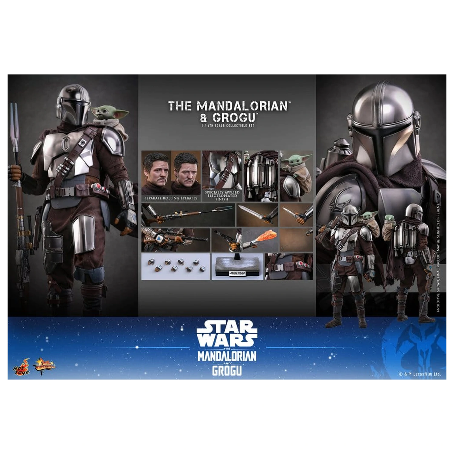 Star Wars: The Mandalorian & Grogu Movie Masterpiece akciófigura 1/6 The Mandalorian and Grogu 31 cm termékfotó