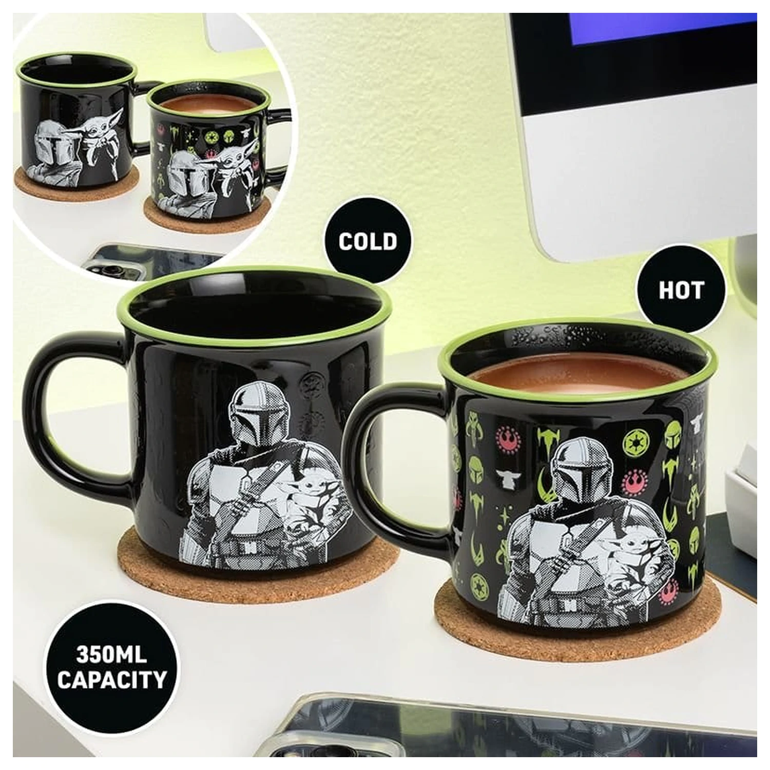 Star Wars: The Mandalorian Mandalorian and Grogu hőre változó bögre termékfotó