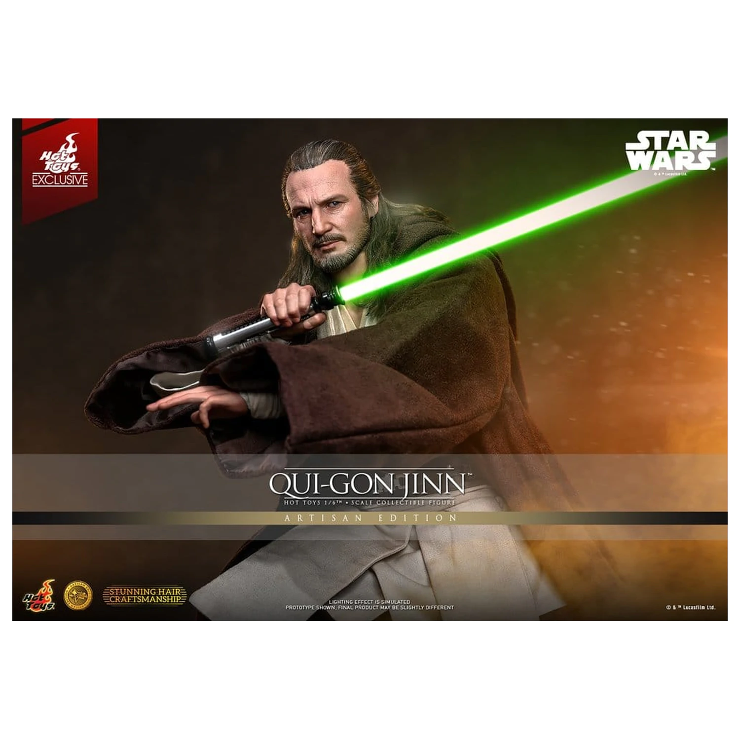 Star Wars: The Phantom Menace Movie Masterpiece 1/6 Qui-Gon Jinn (Artisan Edition) akciófigura 32 cm termékfotó