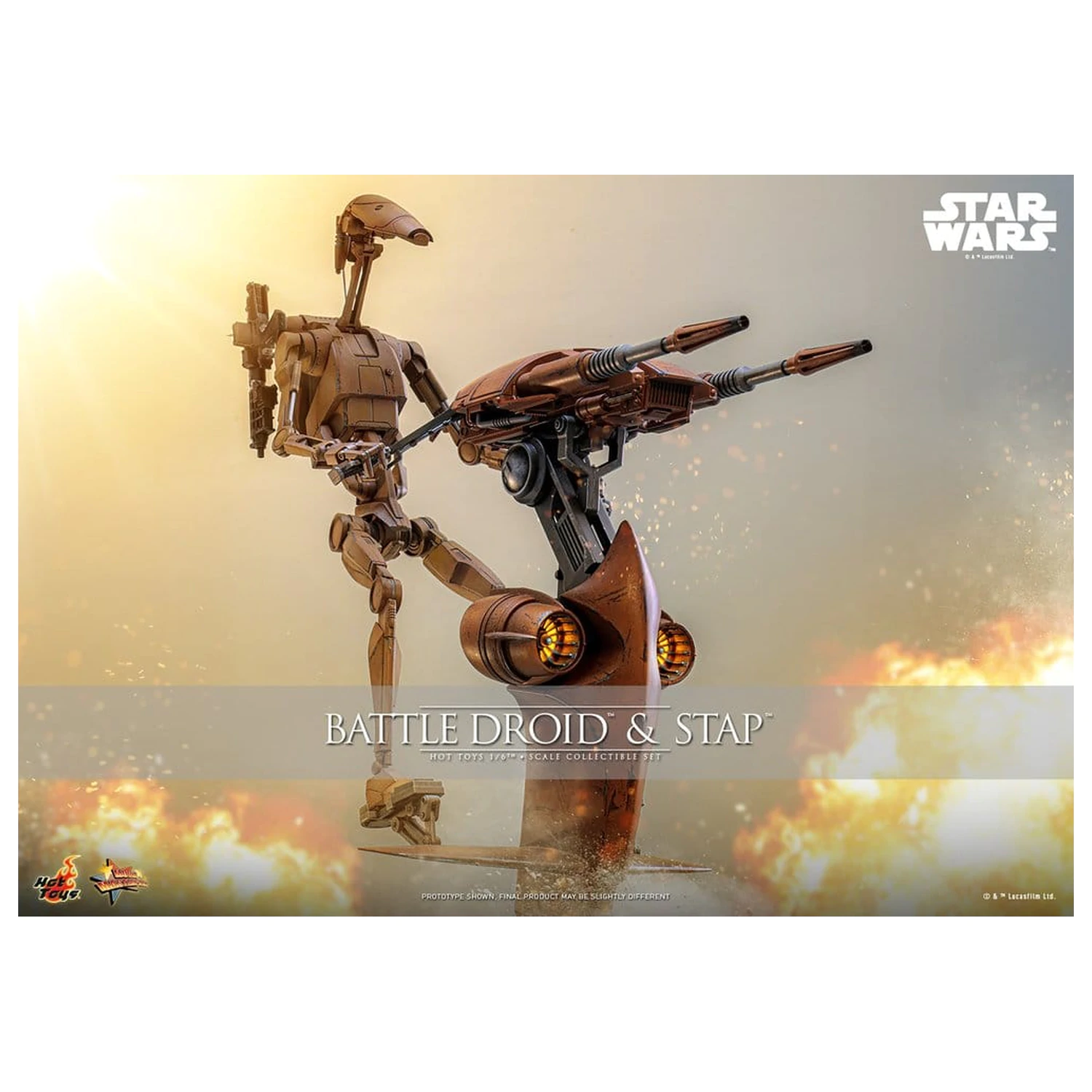 Star Wars: The Phantom Menace Movie Masterpiece akciófigura csomag 1/6 Battle Droid & STAP 32 cm termékfotó
