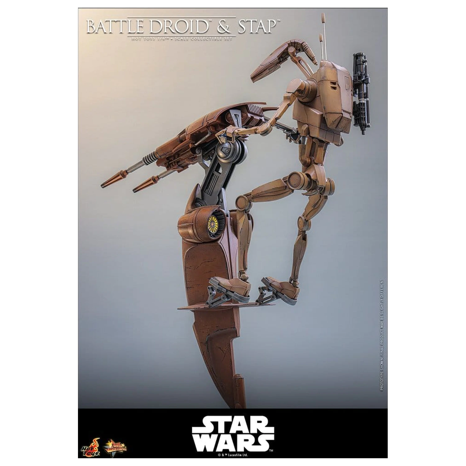 Star Wars: The Phantom Menace Movie Masterpiece akciófigura csomag 1/6 Battle Droid & STAP 32 cm termékfotó
