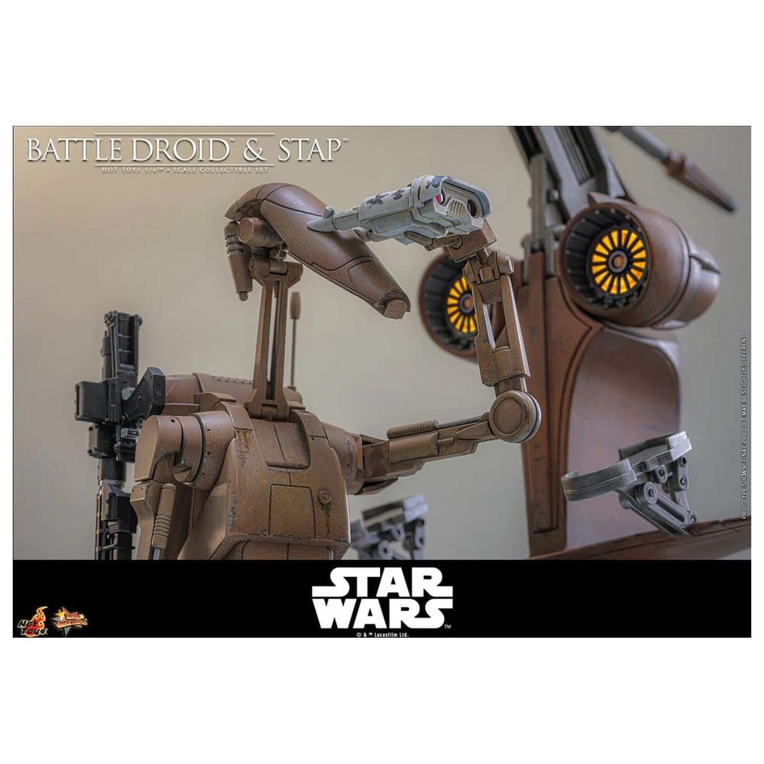 Star Wars: The Phantom Menace Movie Masterpiece akciófigura csomag 1/6 Battle Droid & STAP 32 cm termékfotó