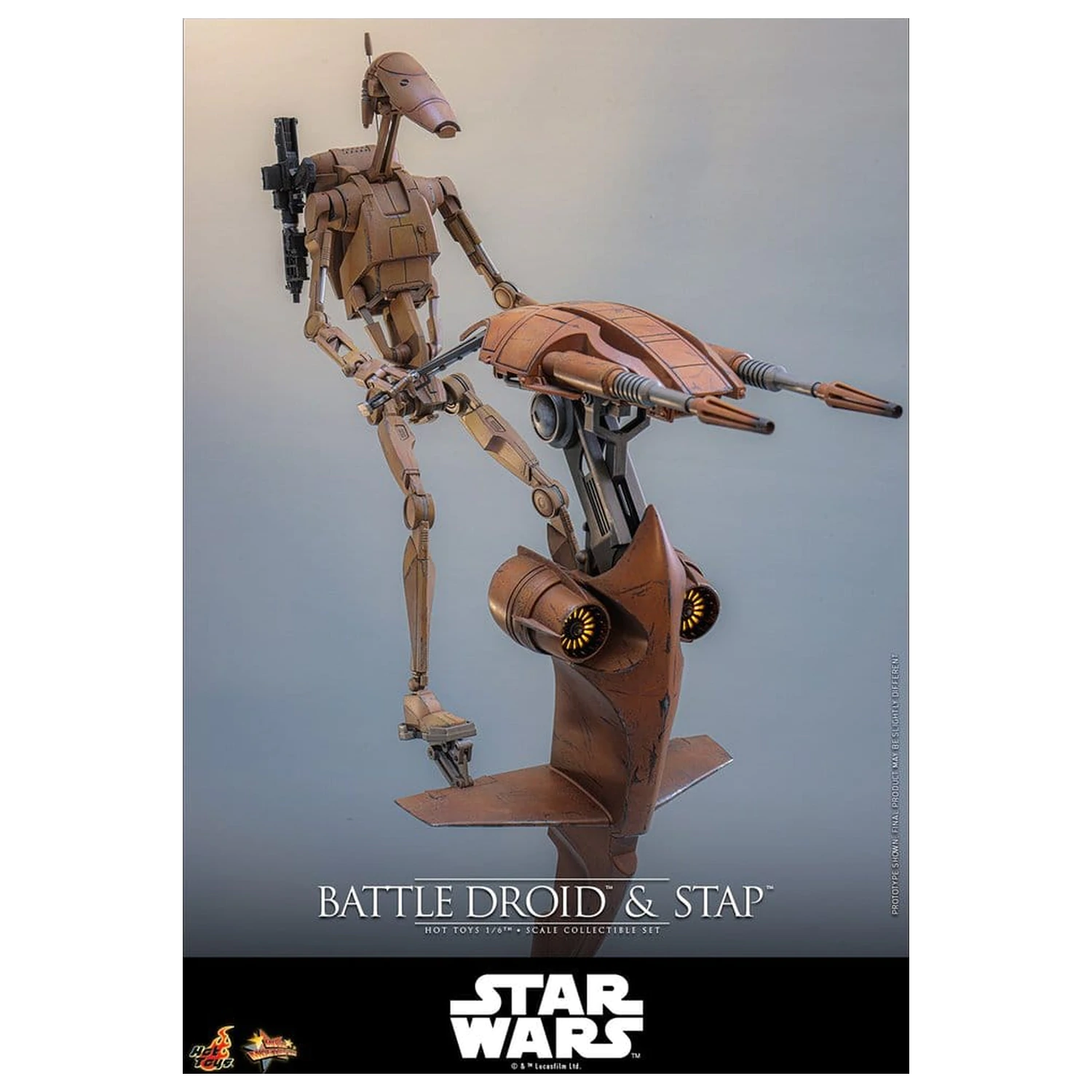 Star Wars: The Phantom Menace Movie Masterpiece akciófigura csomag 1/6 Battle Droid & STAP 32 cm termékfotó