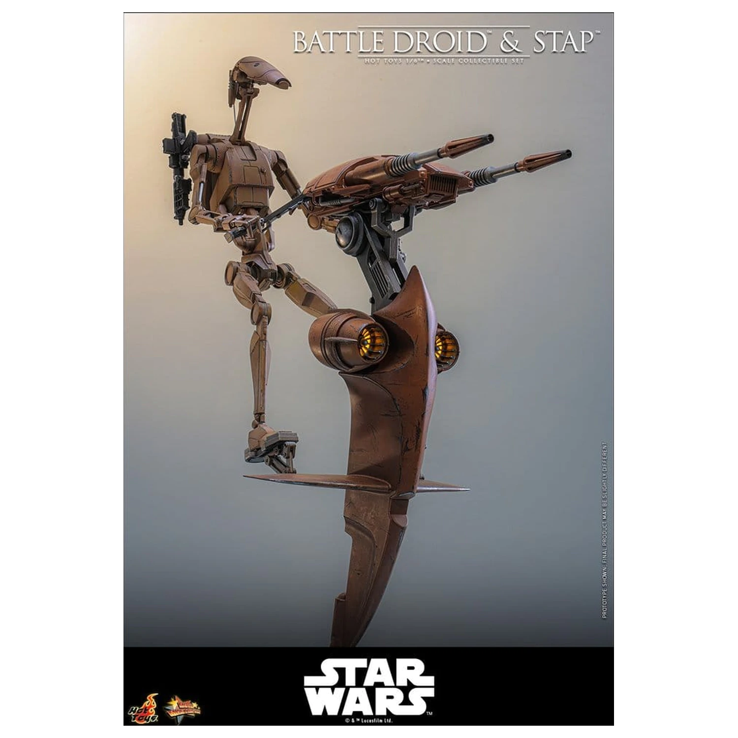 Star Wars: The Phantom Menace Movie Masterpiece akciófigura csomag 1/6 Battle Droid & STAP 32 cm termékfotó