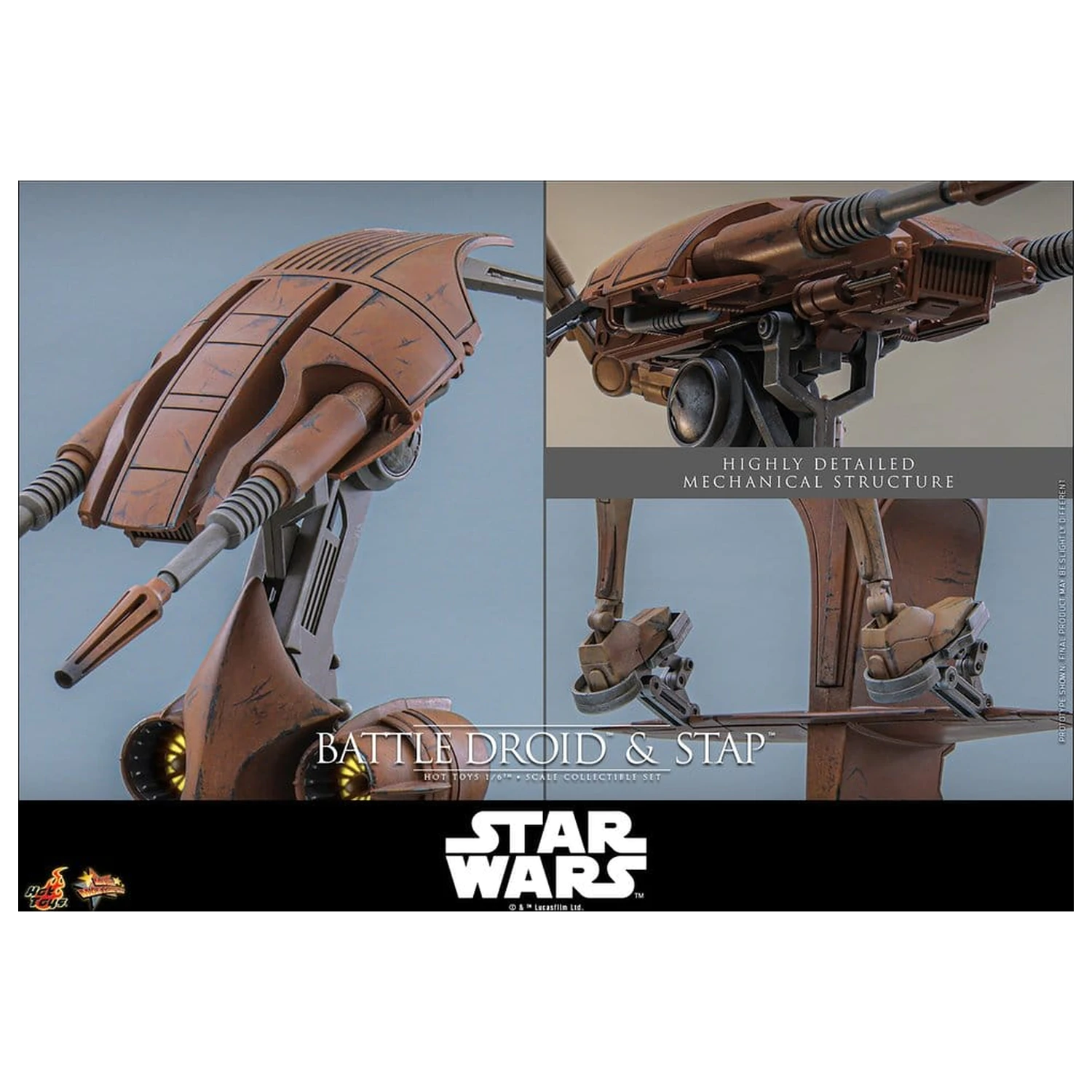 Star Wars: The Phantom Menace Movie Masterpiece akciófigura csomag 1/6 Battle Droid & STAP 32 cm termékfotó