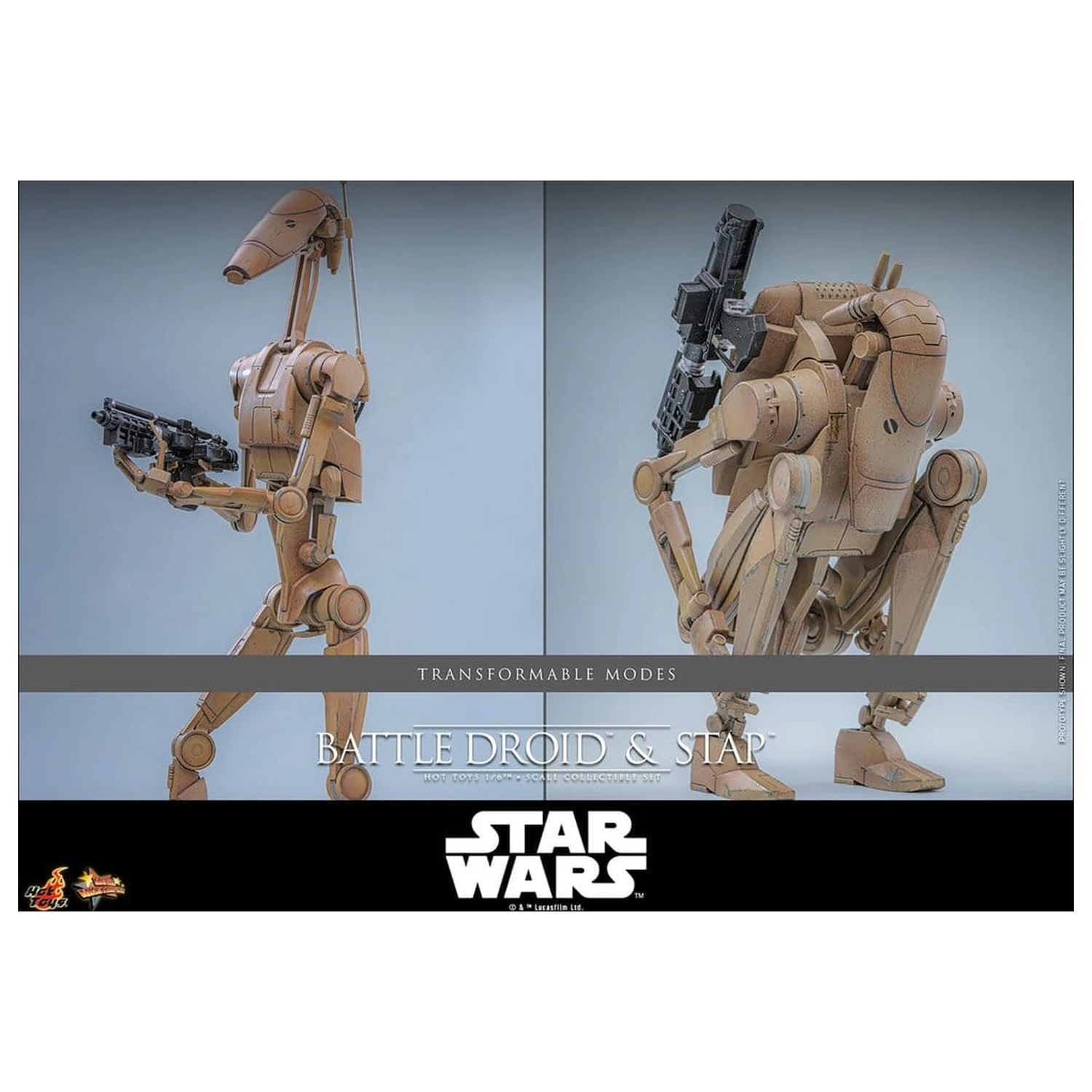 Star Wars: The Phantom Menace Movie Masterpiece akciófigura csomag 1/6 Battle Droid & STAP 32 cm termékfotó