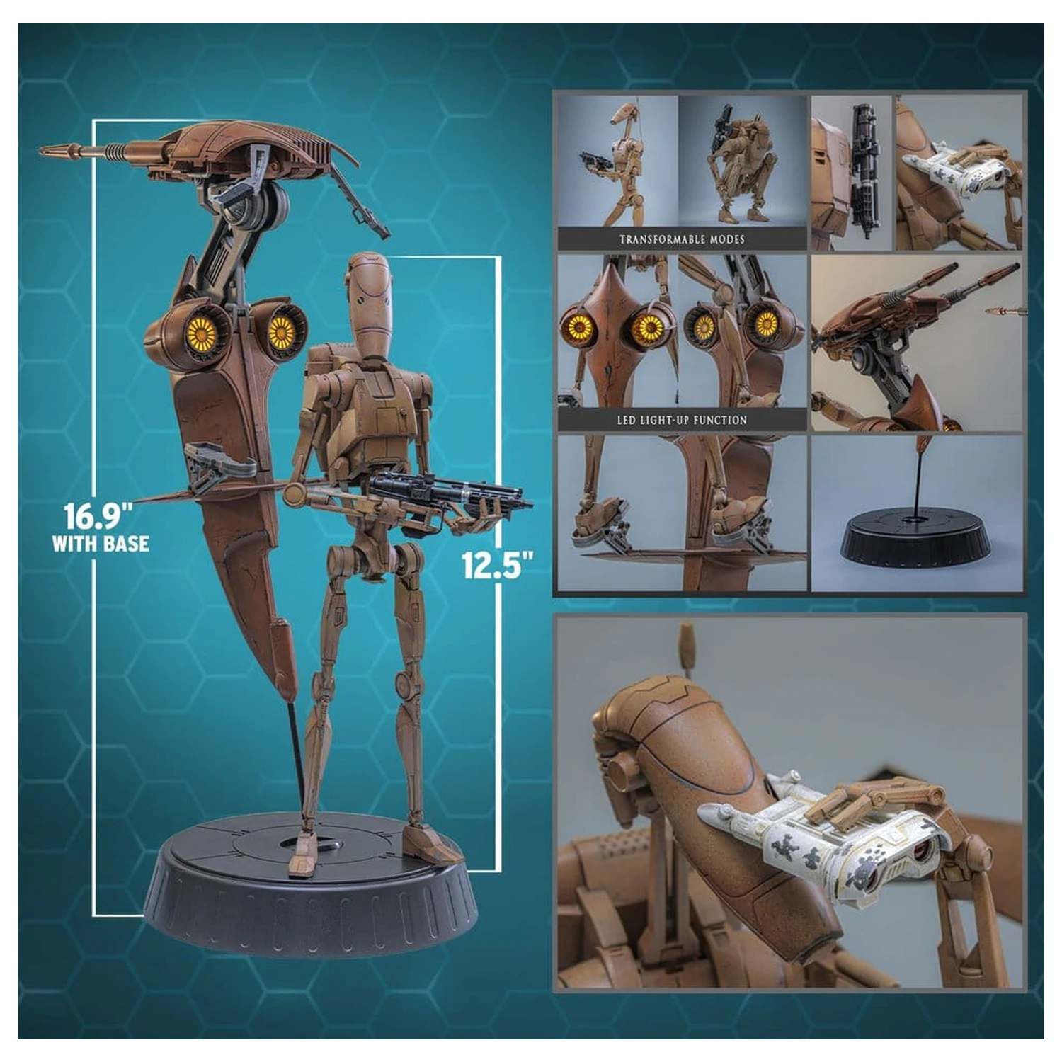 Star Wars: The Phantom Menace Movie Masterpiece akciófigura csomag 1/6 Battle Droid & STAP 32 cm termékfotó
