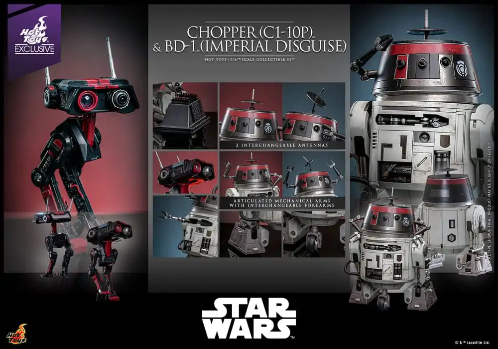 Star Wars1/6 Chopper (C1-10P™) &amp; BD-1™ (Imperial Disguise) akciófigura csomag 18 cm &amp; 8 cm termékfotó