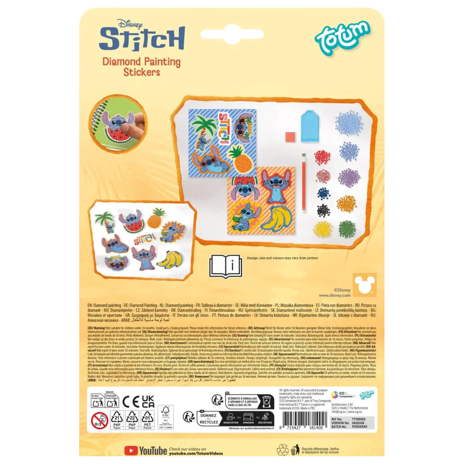 Stitch Aloha gyémántszemes matrica 9 db-os termékfotó