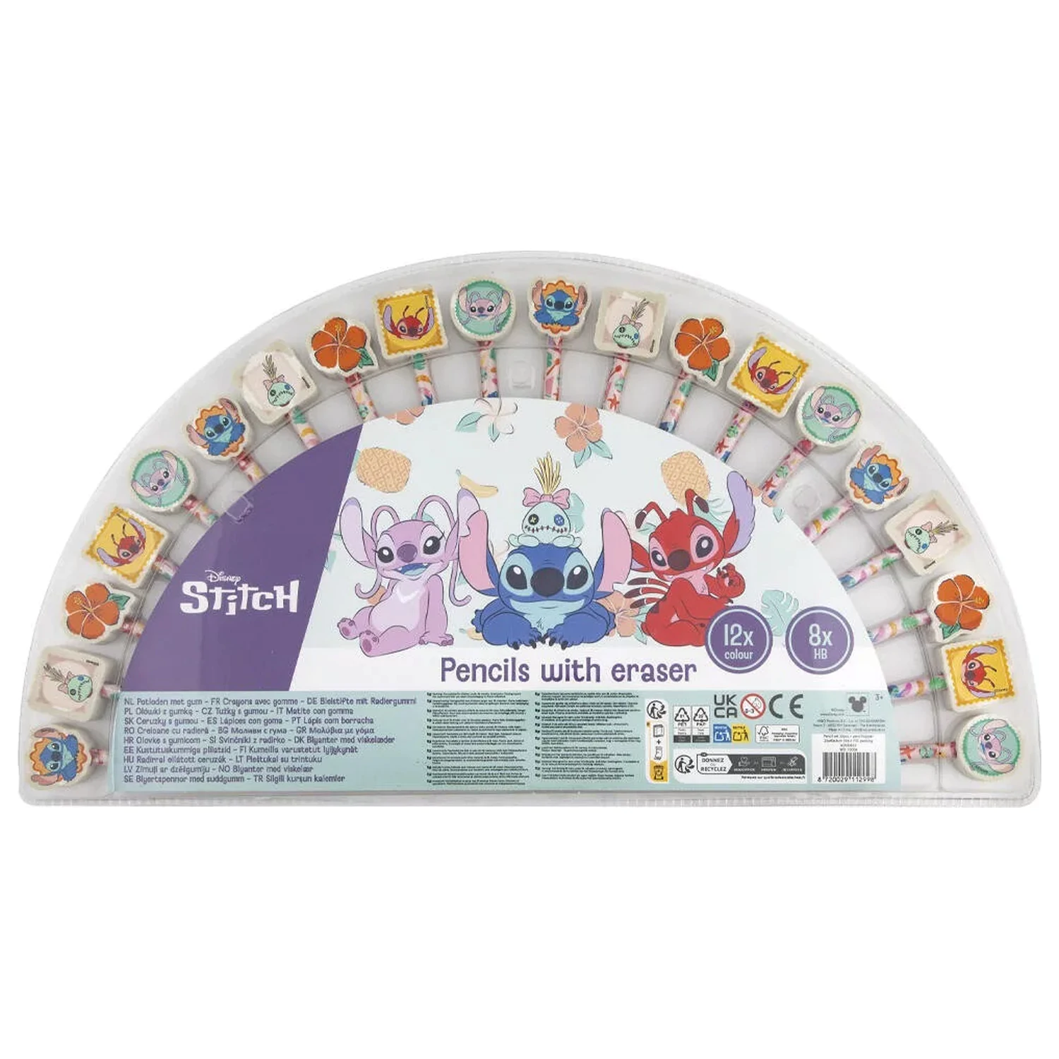 Stitch Aloha színes és grafit ceruza szett radír véggel 20 db-os termékfotó