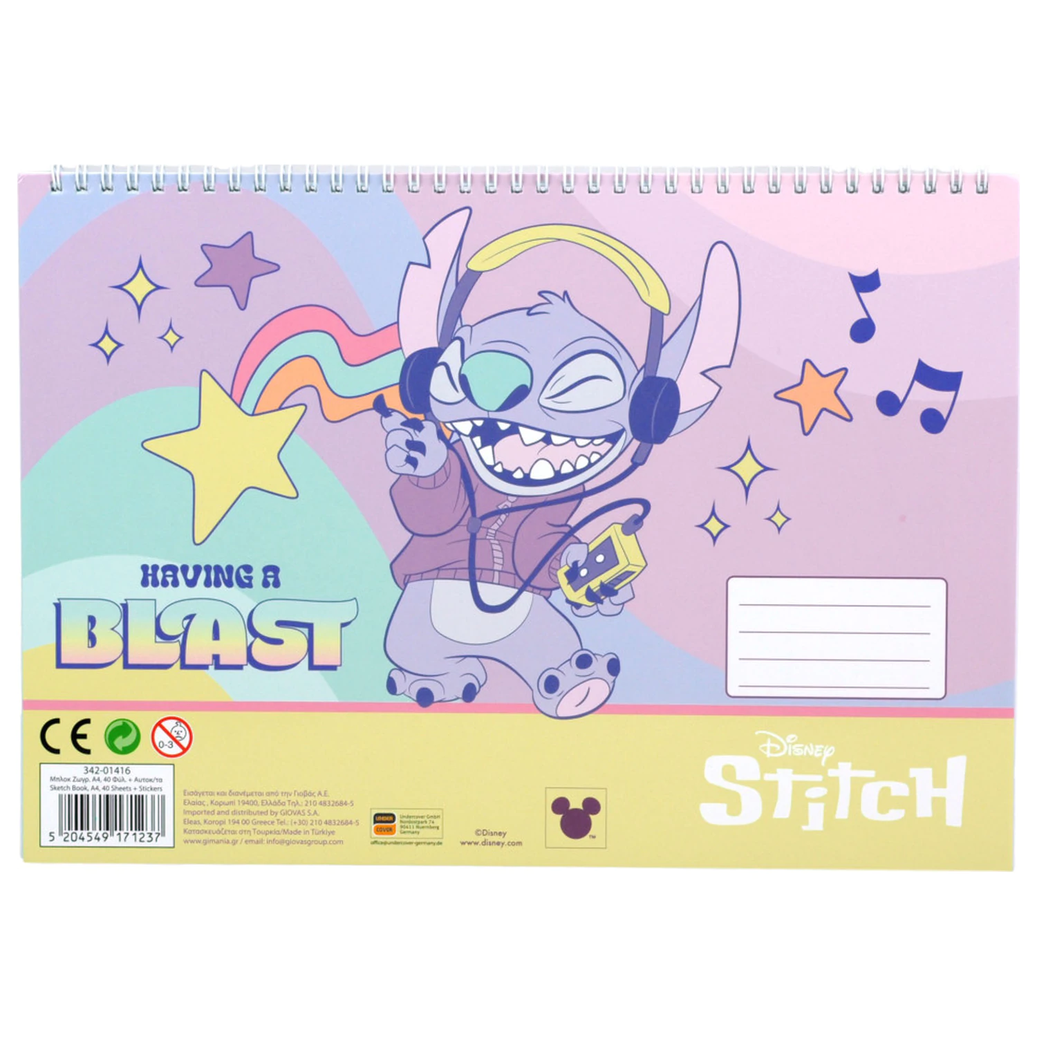 Stitch Blast A/4 spirál vázlatfüzet 40 lapos matricával termékfotó