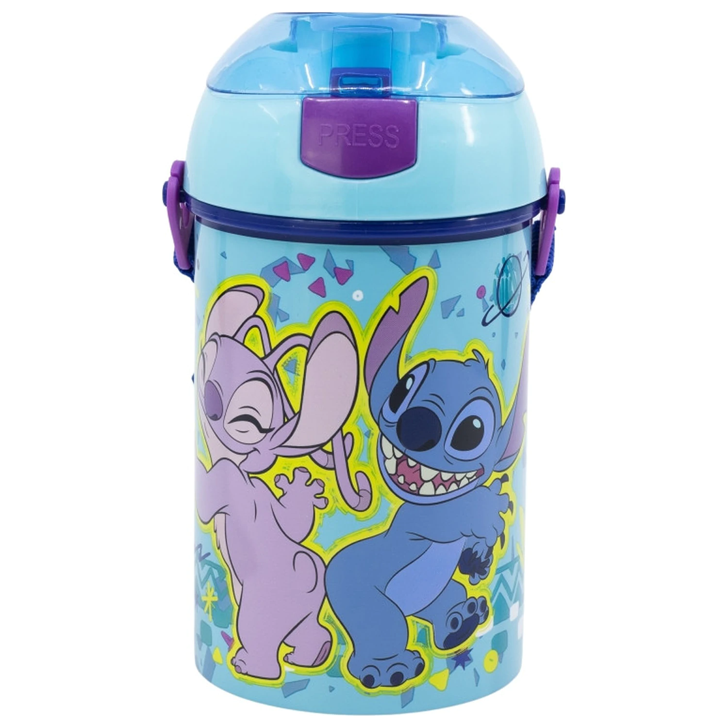 Stitch Dance műanyag szívószálas kulacs akasztóval 450 ml termékfotó