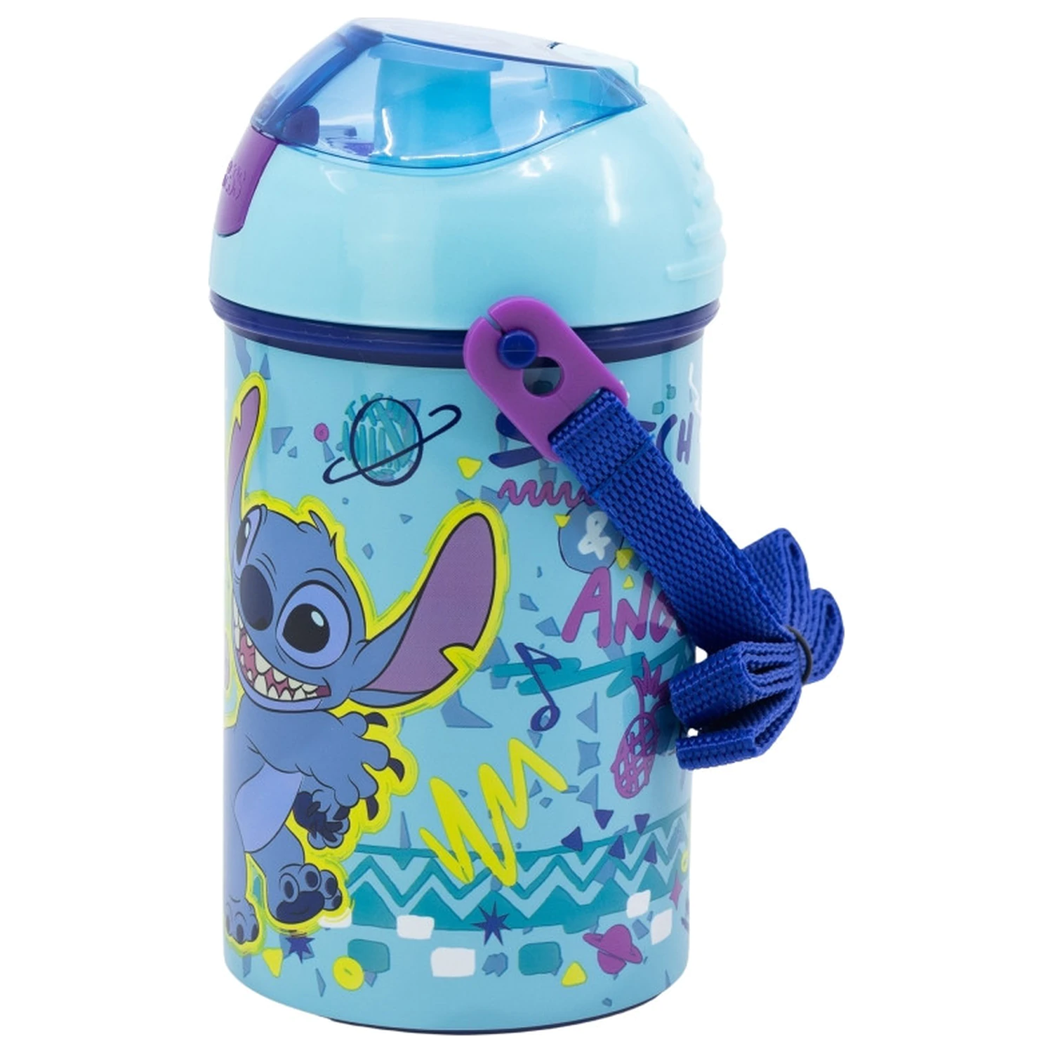 Stitch Dance műanyag szívószálas kulacs akasztóval 450 ml termékfotó