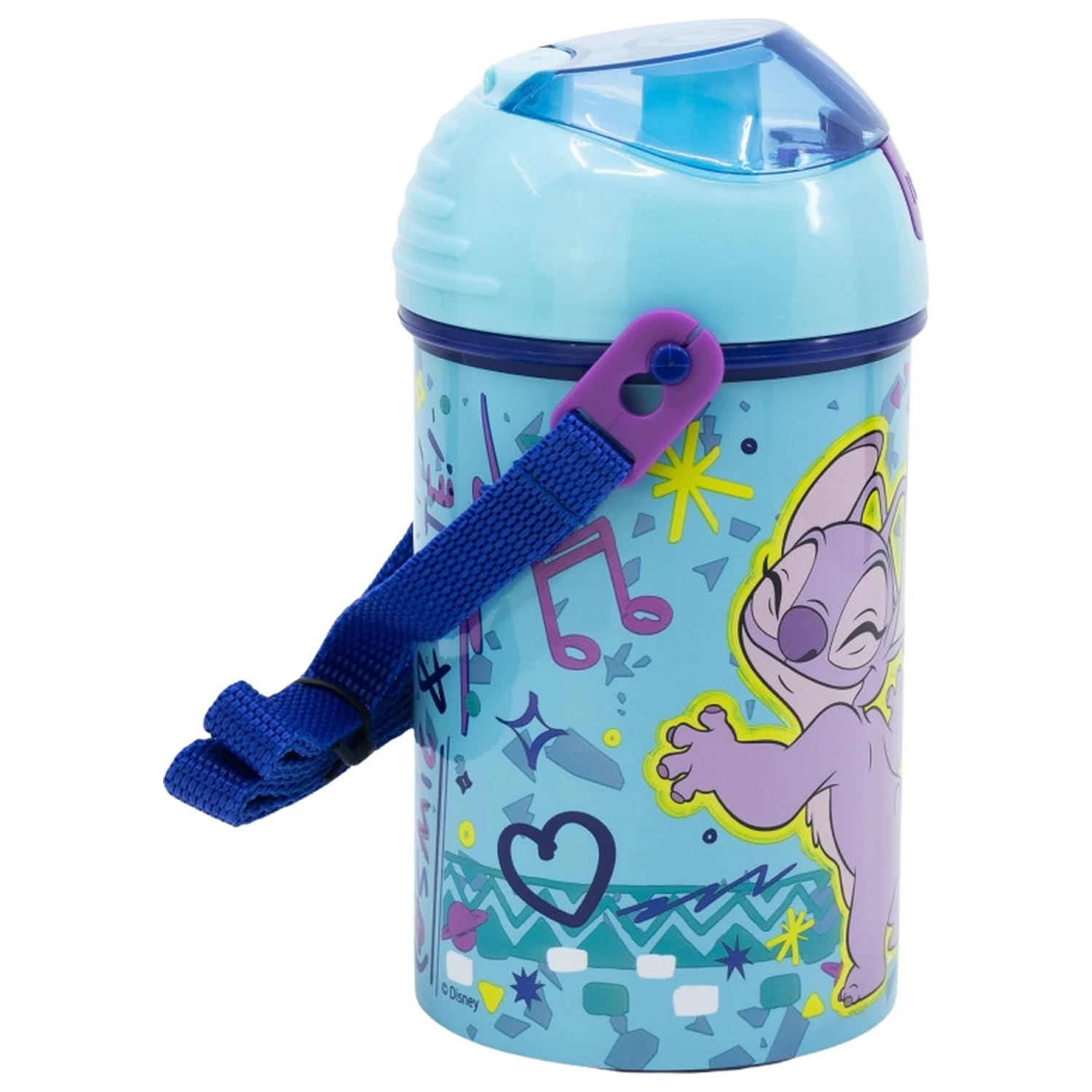 Stitch Dance műanyag szívószálas kulacs akasztóval 450 ml termékfotó