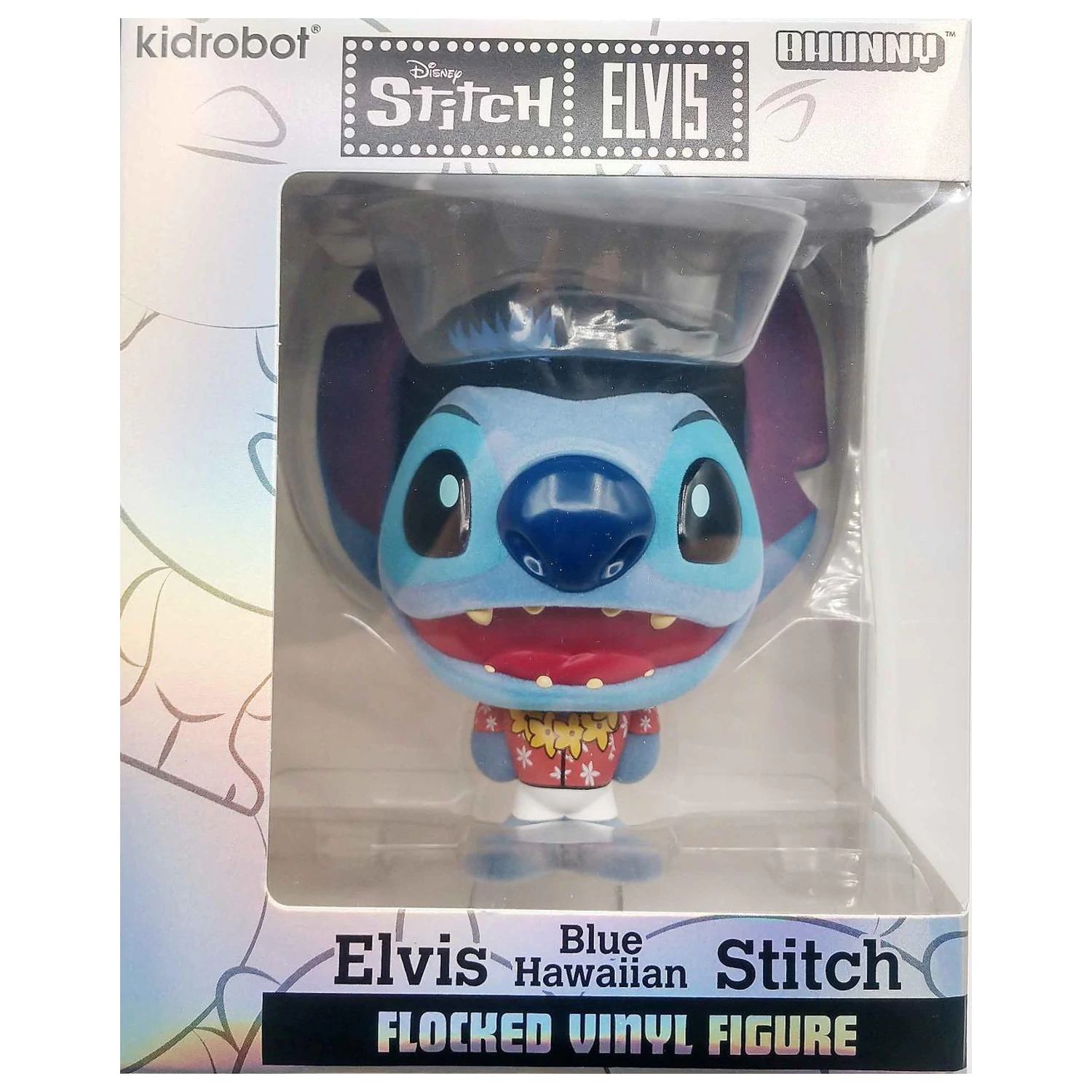 Stitch Elvis Blue Hawaiian Bhunny Flocked Vinyl figura termékfotó
