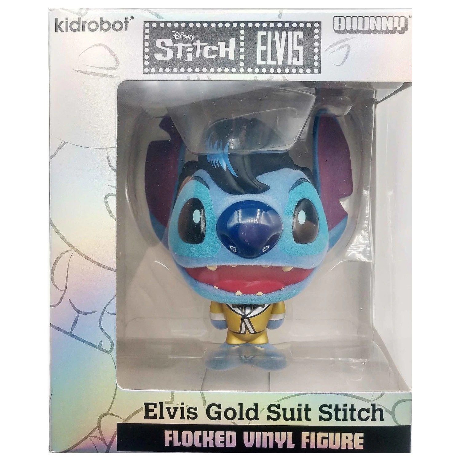 Stitch Elvis Gold Suit Bhunny Flocked Vinyl figura termékfotó