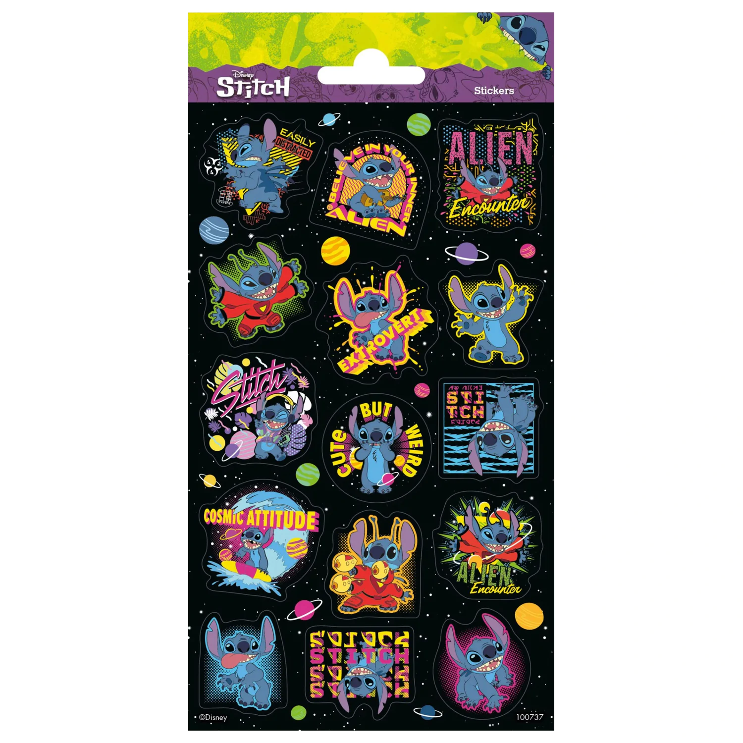 Stitch Extrovert csillámos matrica szett termékfotó