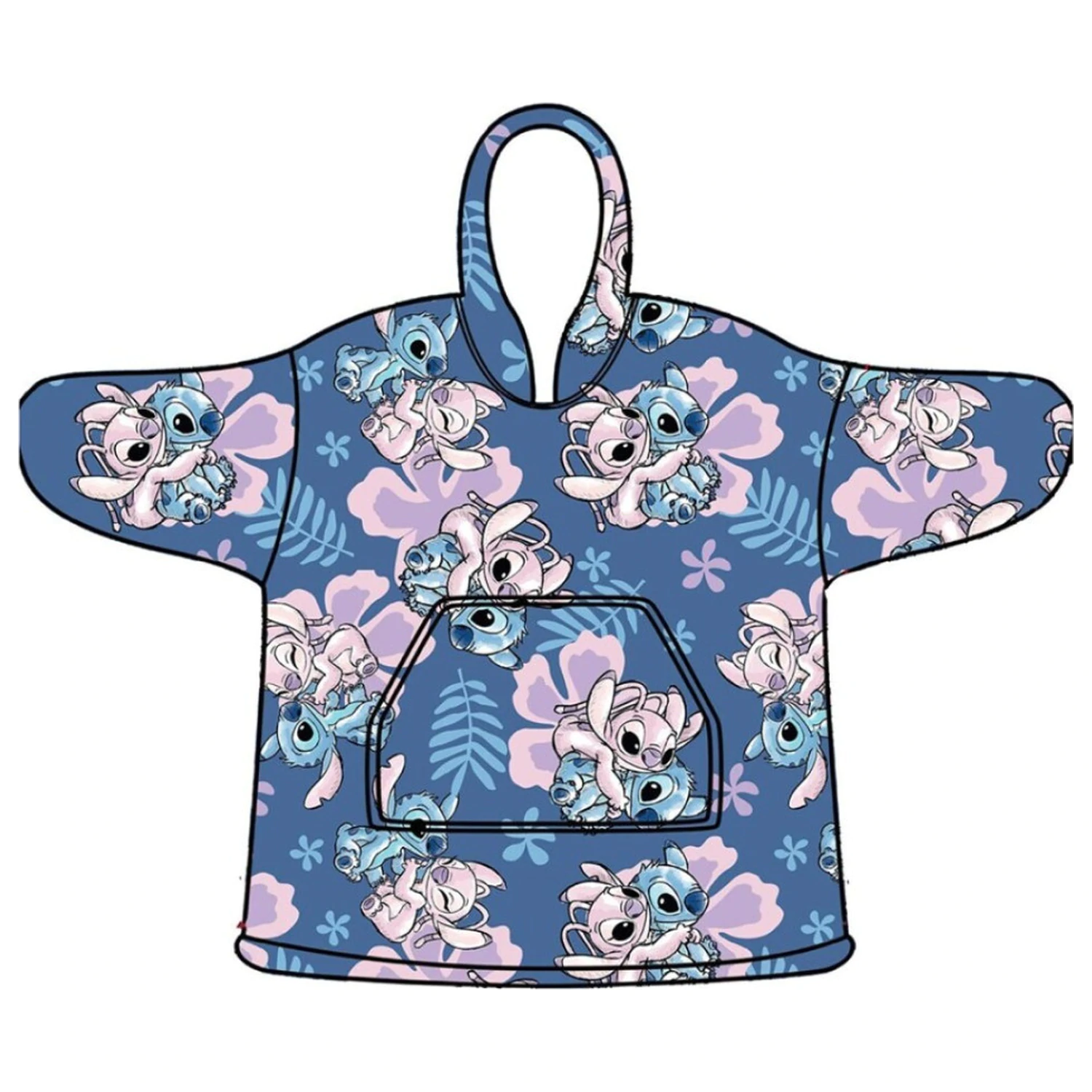Stitch Hibiscus belebújós plüss polár takaró, poncsó 3-6 év termékfotó