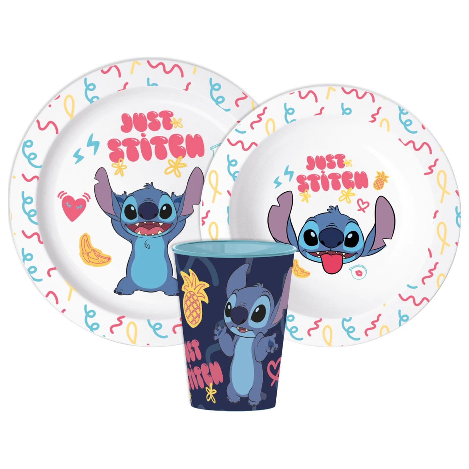 Stitch Just étkészlet, micro műanyag szett, pohárral termékfotó