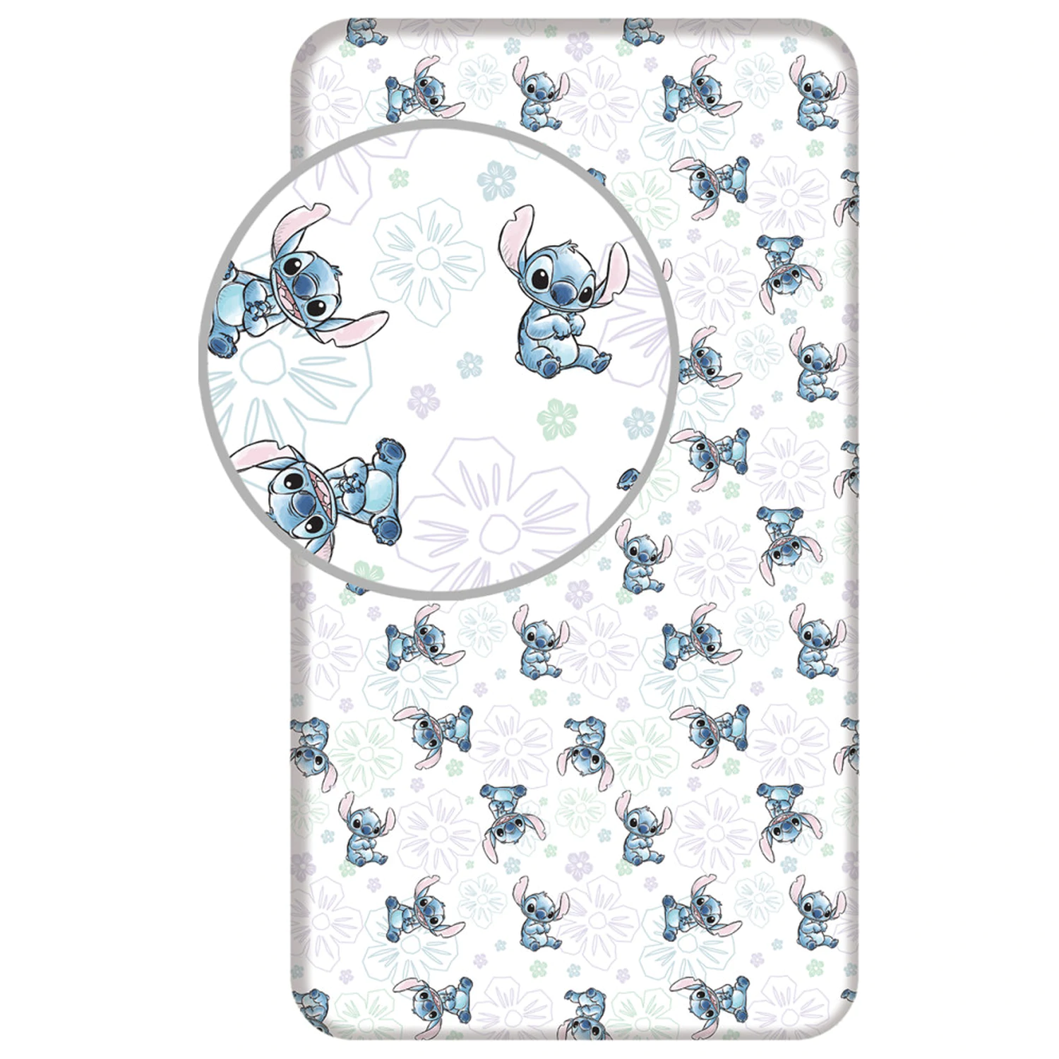 Stitch Ohana White gumis lepedő 90x200 cm termékfotó