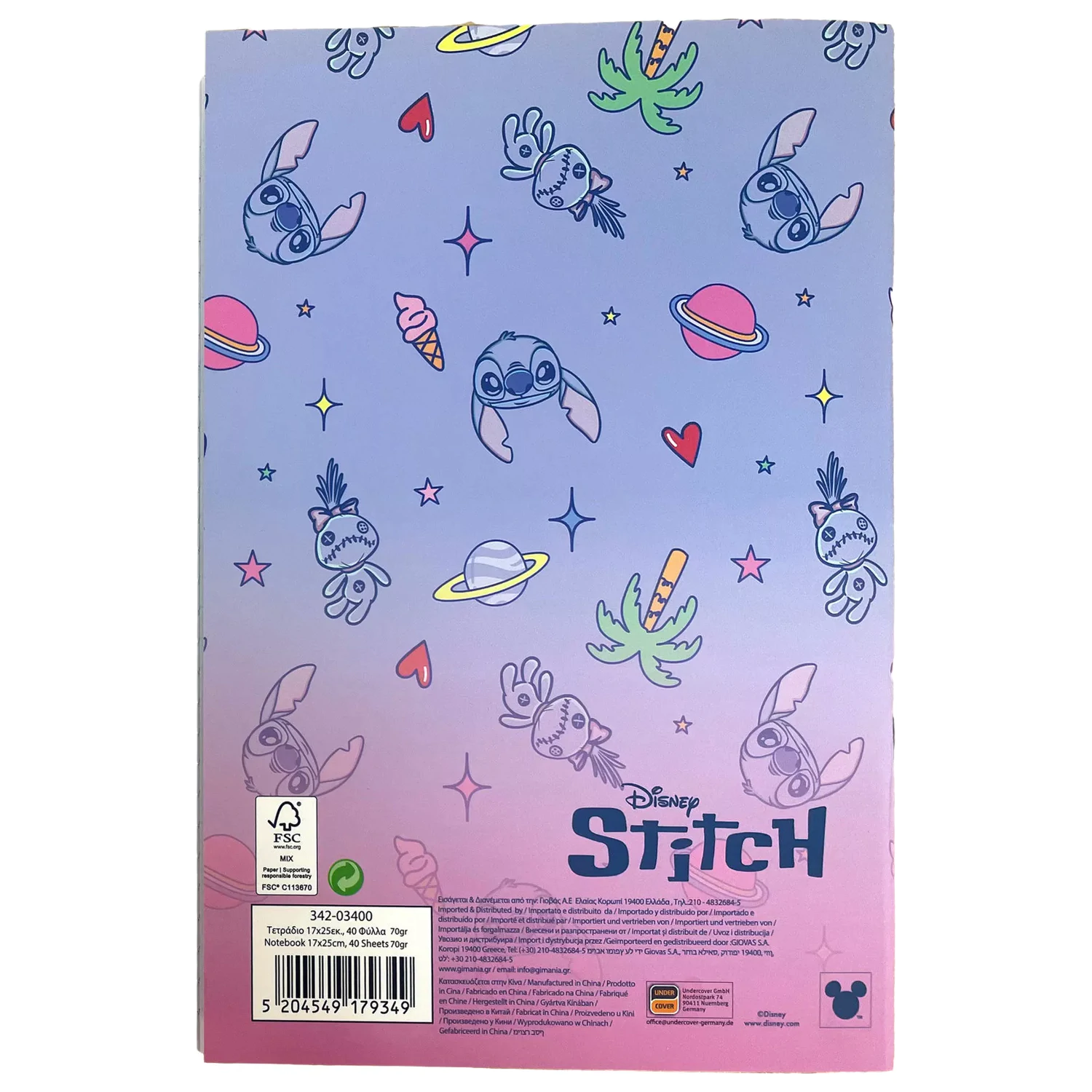 Stitch Palm  B/5 vonalas füzet 40 lapos termékfotó