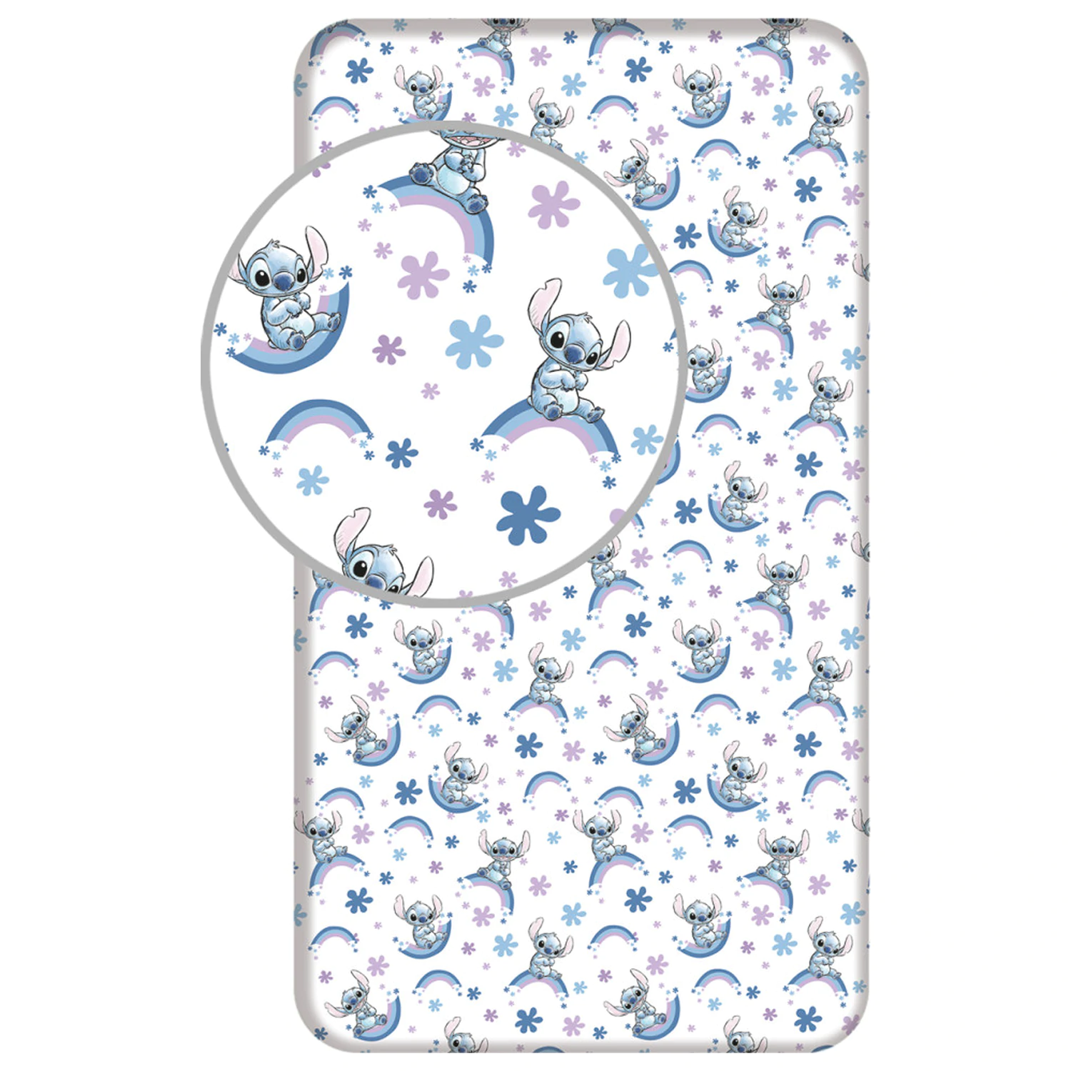 Stitch Rainbow gumis lepedő 90x200 cm termékfotó