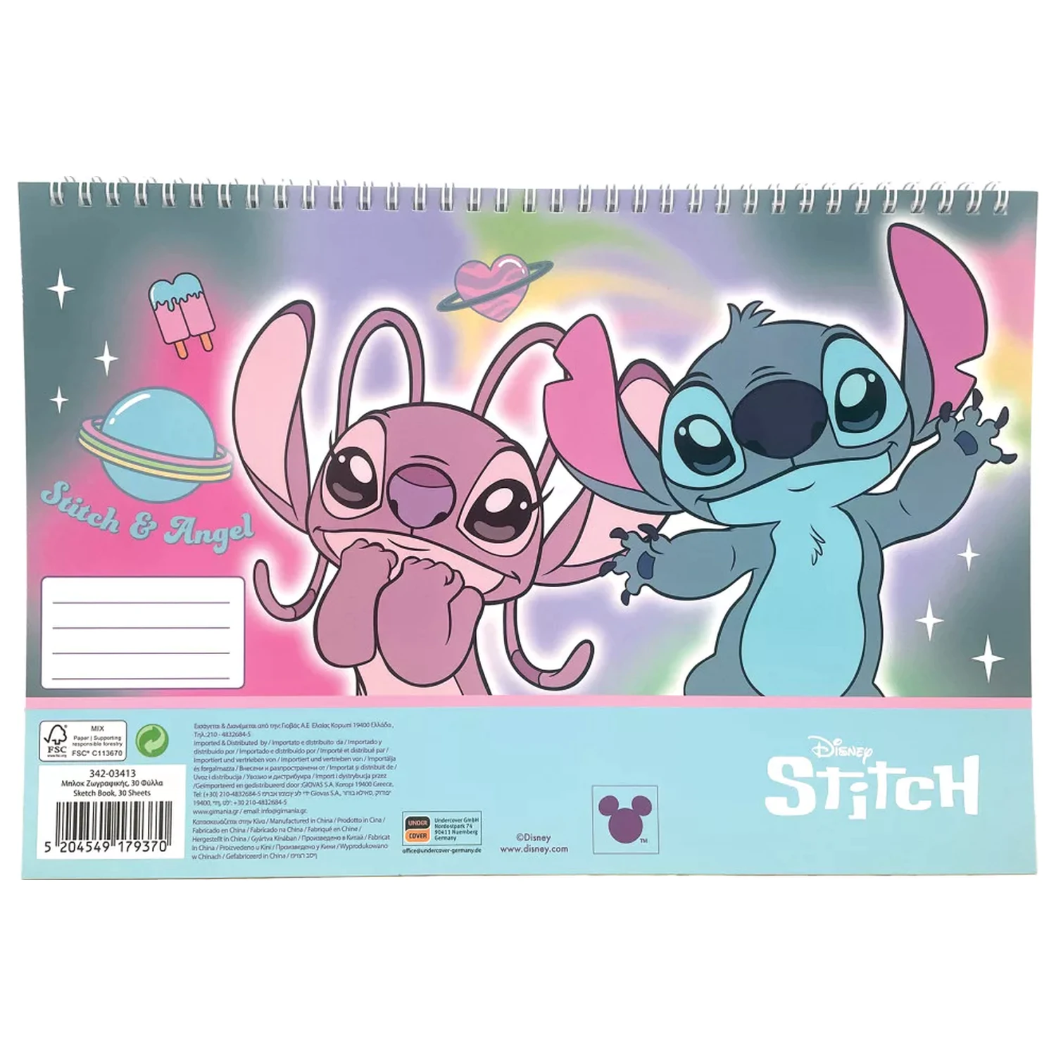 Stitch Universe A/4 spirál vázlatfüzet, 30 lapos termékfotó