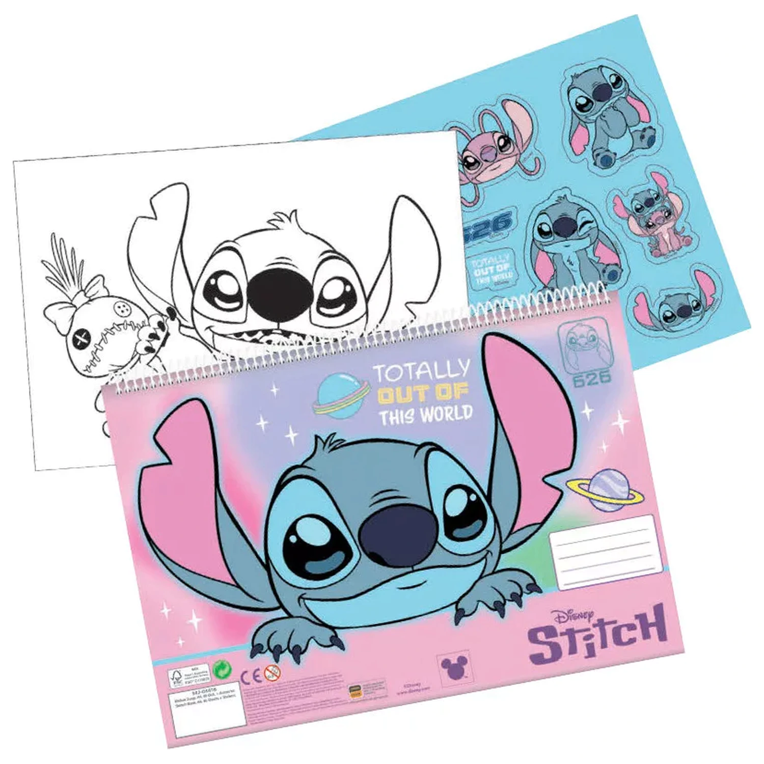 Stitch Universe A/4 spirál vázlatfüzet 40 lapos matricával termékfotó