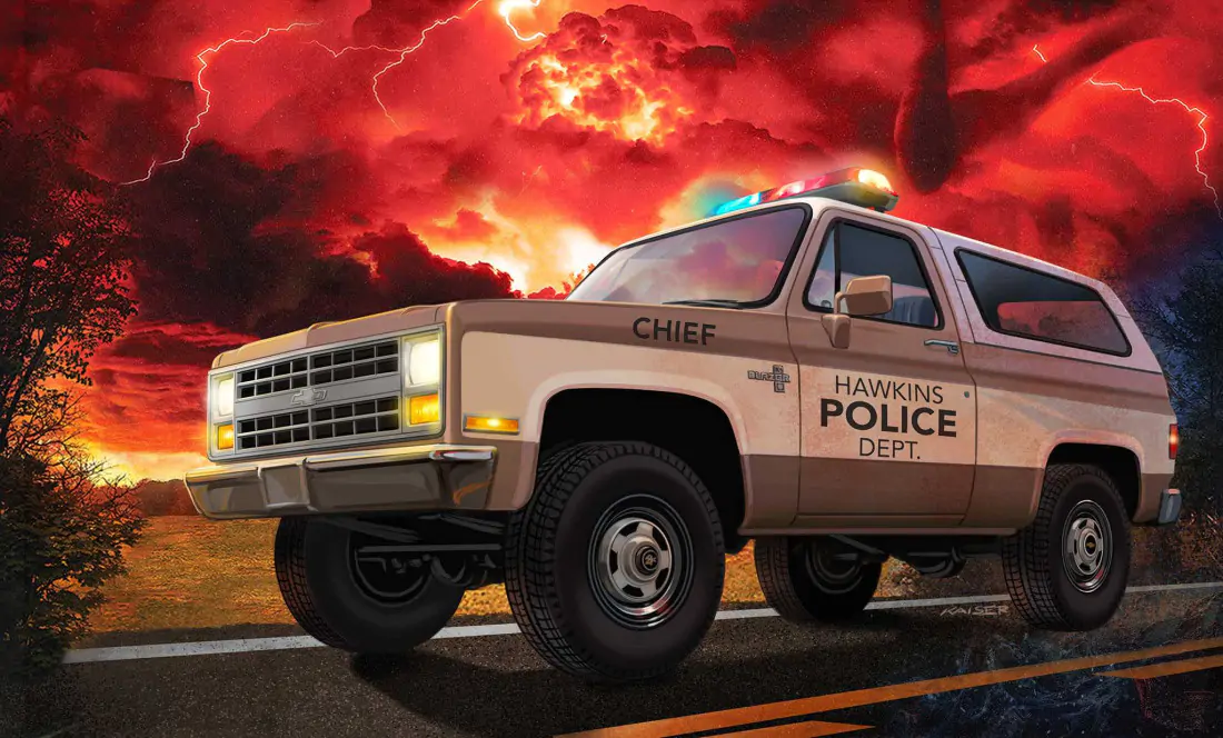 Stranger Things 1/25 1985 Chevrolet K5 Blazer modell készlet csomag 19 cm termékfotó