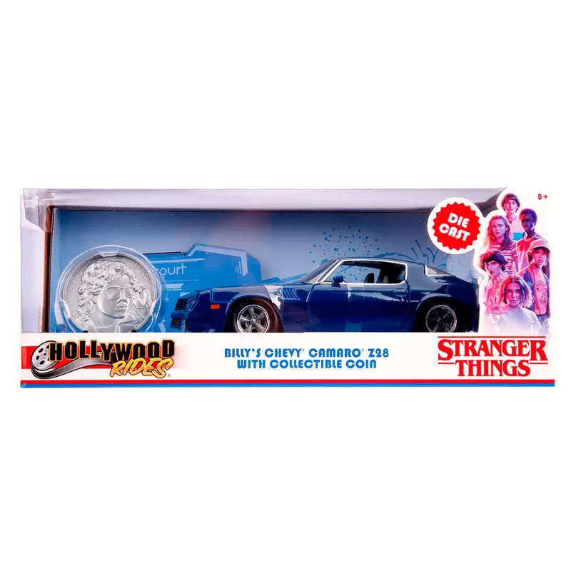 Stranger Things Chevy Camaro 1979 Z28 fém autó &amp; érme szett termékfotó