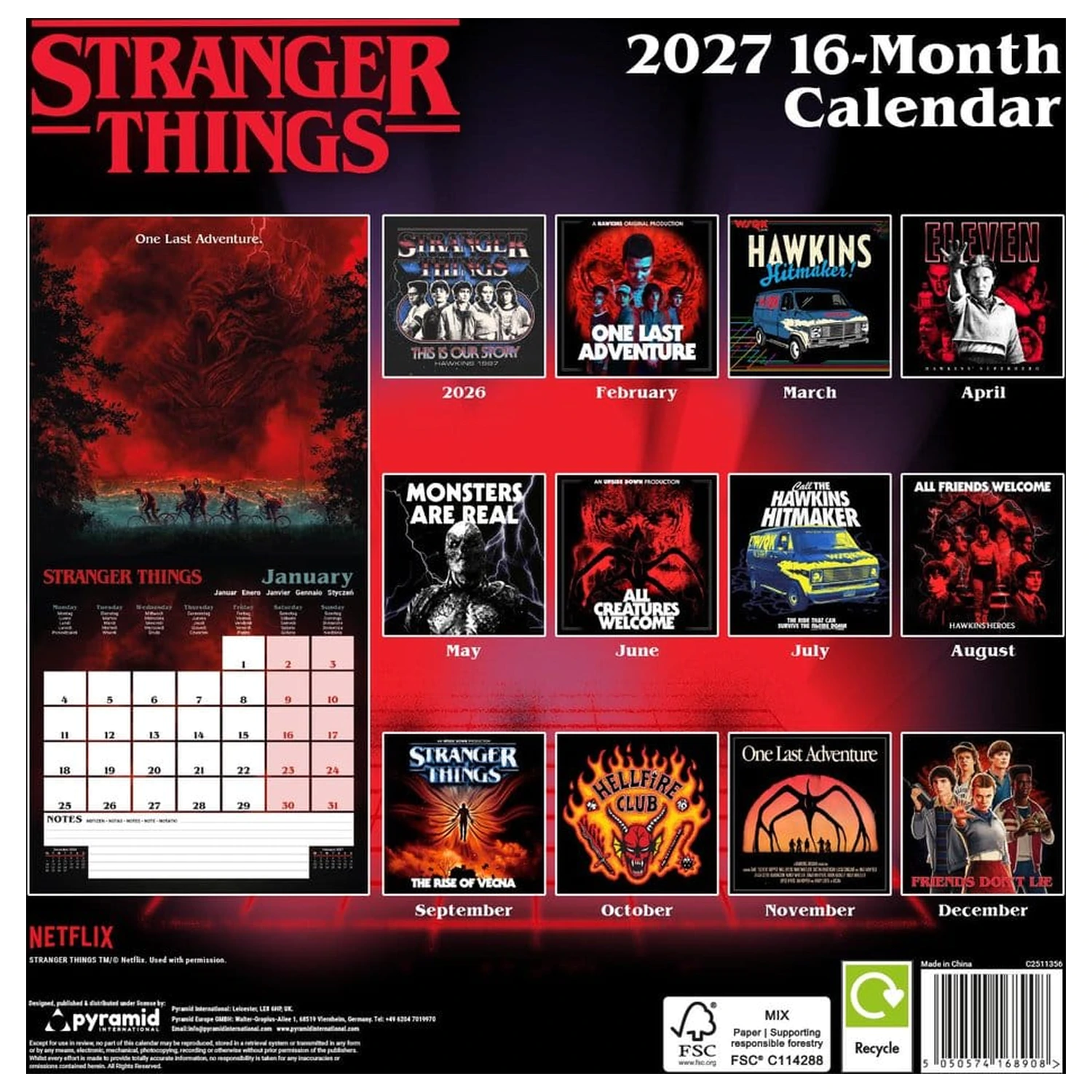 Stranger Things naptár 2027 30 x 30 cm termékfotó