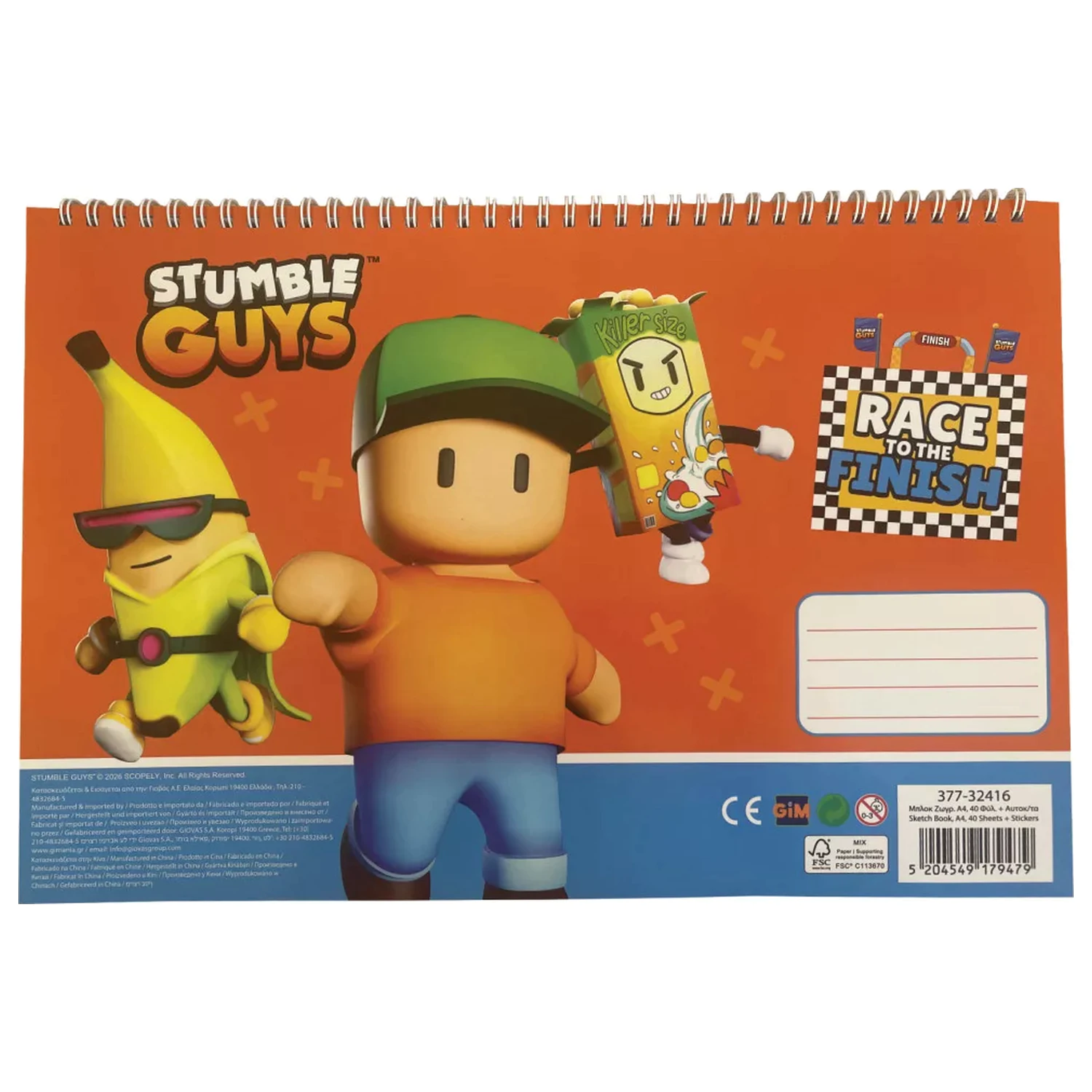 Stumble Guys Race A/4 spirál vázlatfüzet 40 lapos matricával termékfotó